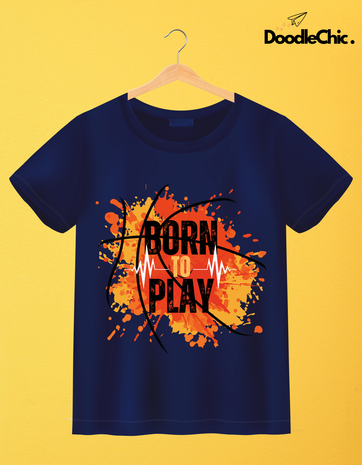 Born to Play Kids Organic Cotton T-shirt Navy Blue from DoodleChic