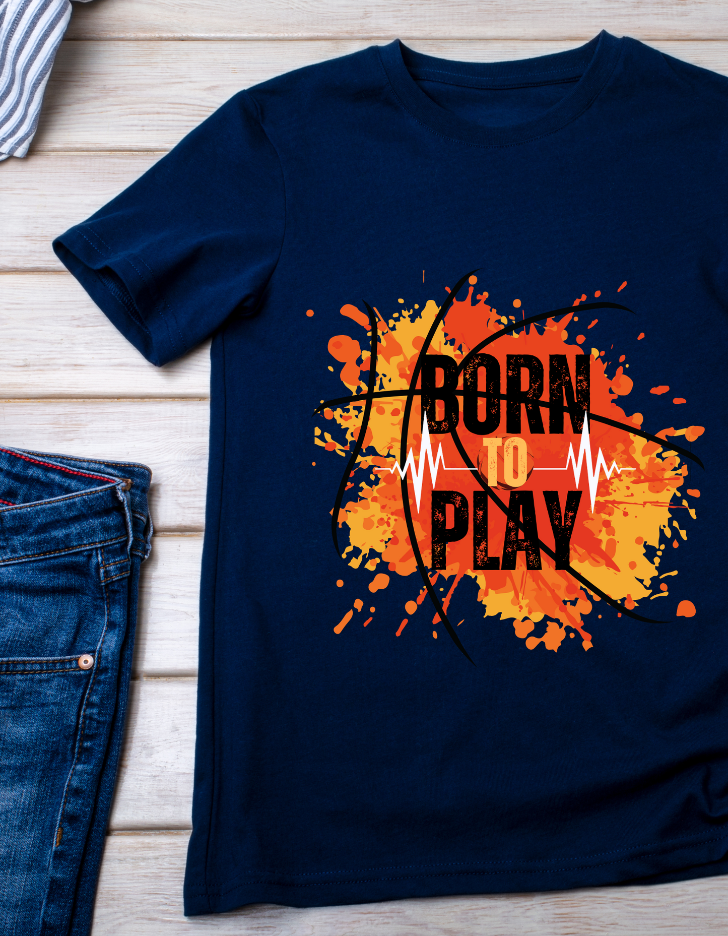 Born to Play Kids Organic Cotton T-shirt Navy Blue from DoodleChic