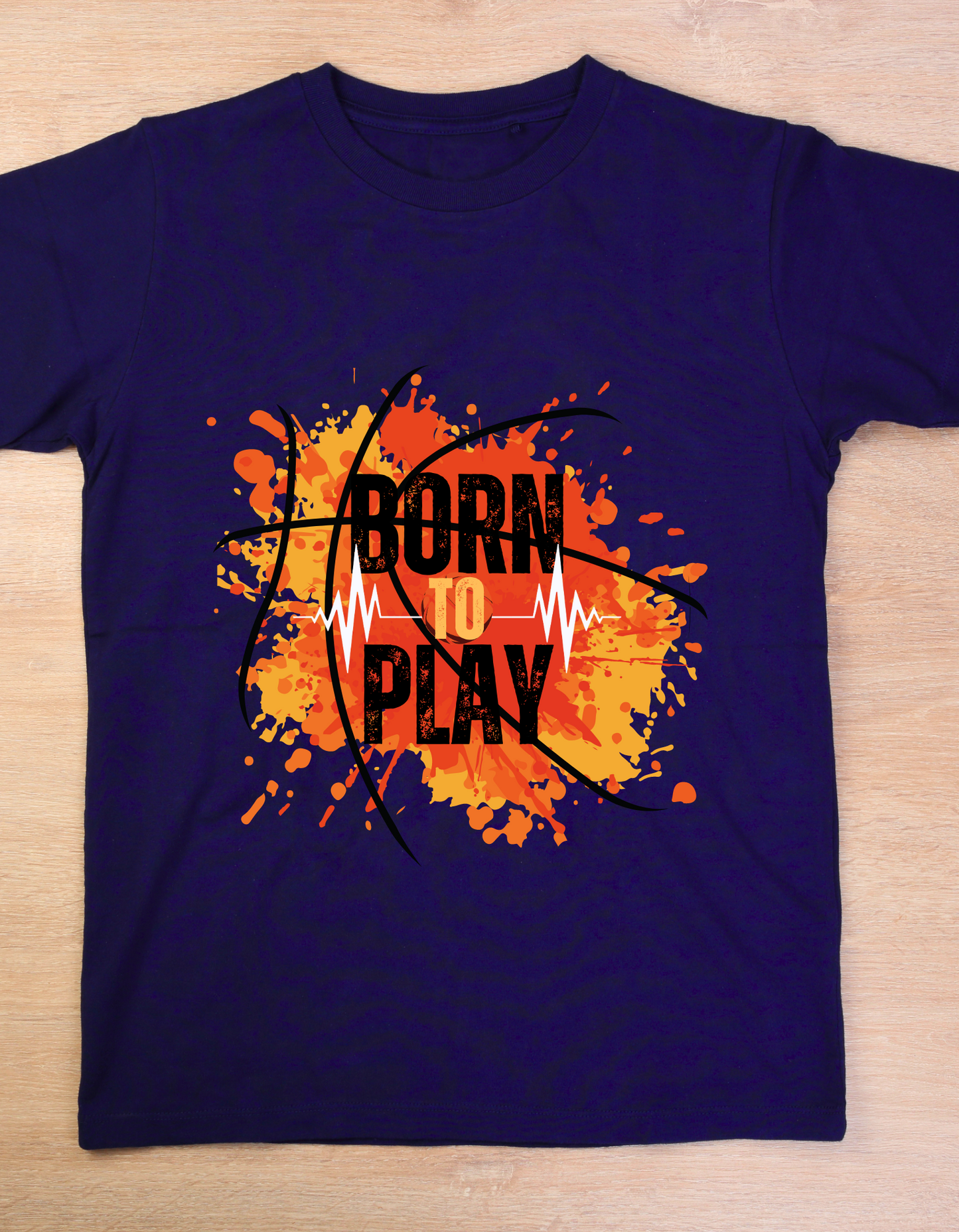 Born to Play Kids Organic Cotton T-shirt Navy Blue from DoodleChic
