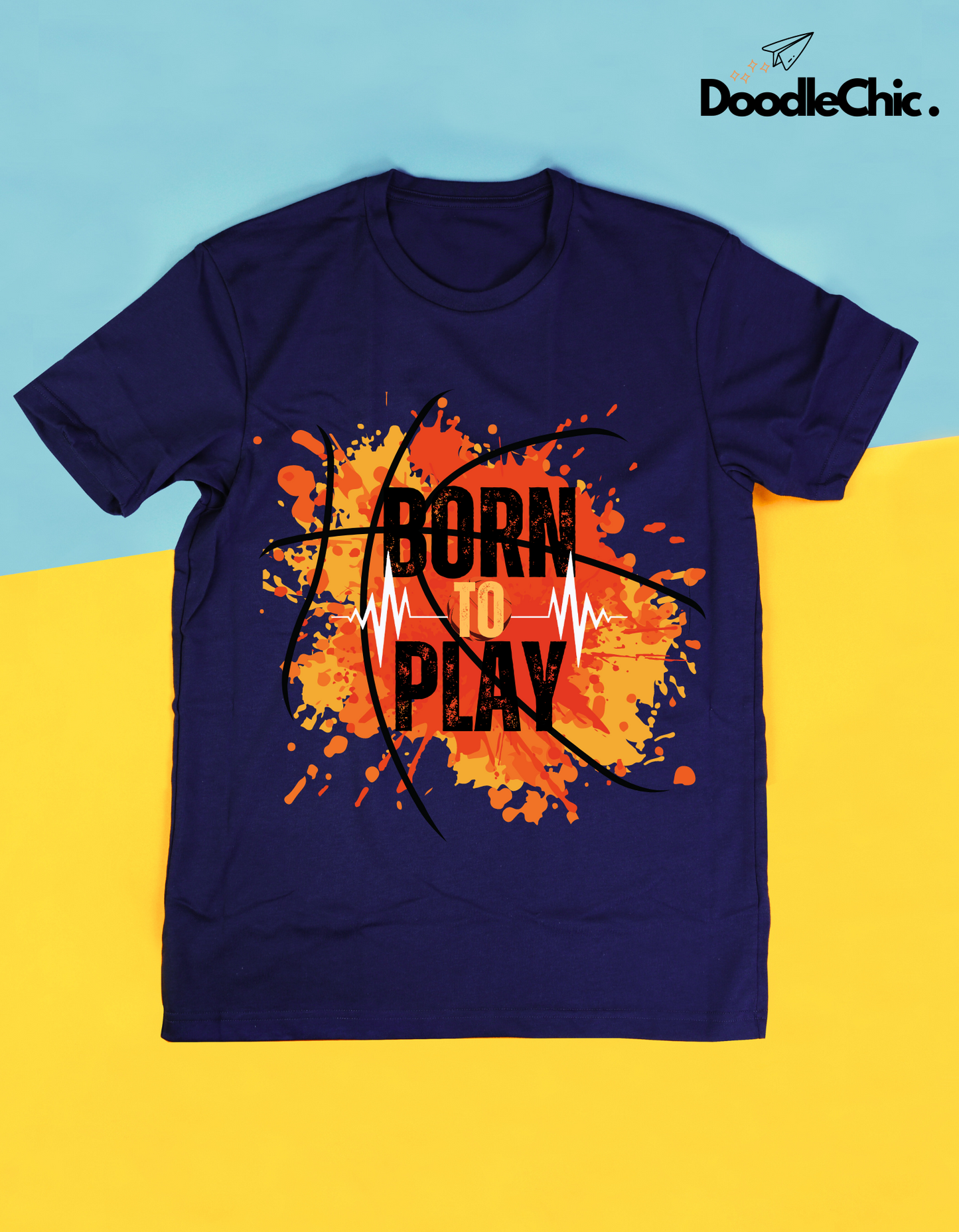 Born to Play Kids Organic Cotton T-shirt Navy Blue from DoodleChic