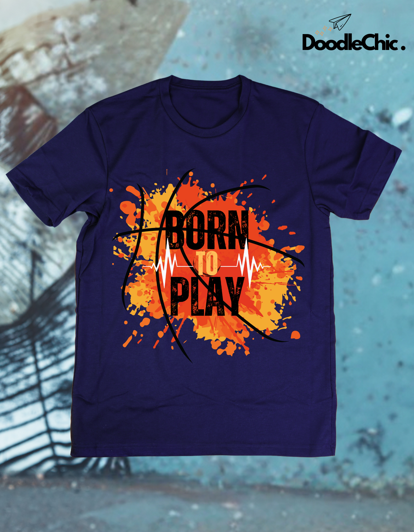 Born to Play Kids Organic Cotton T-shirt Navy Blue from DoodleChic