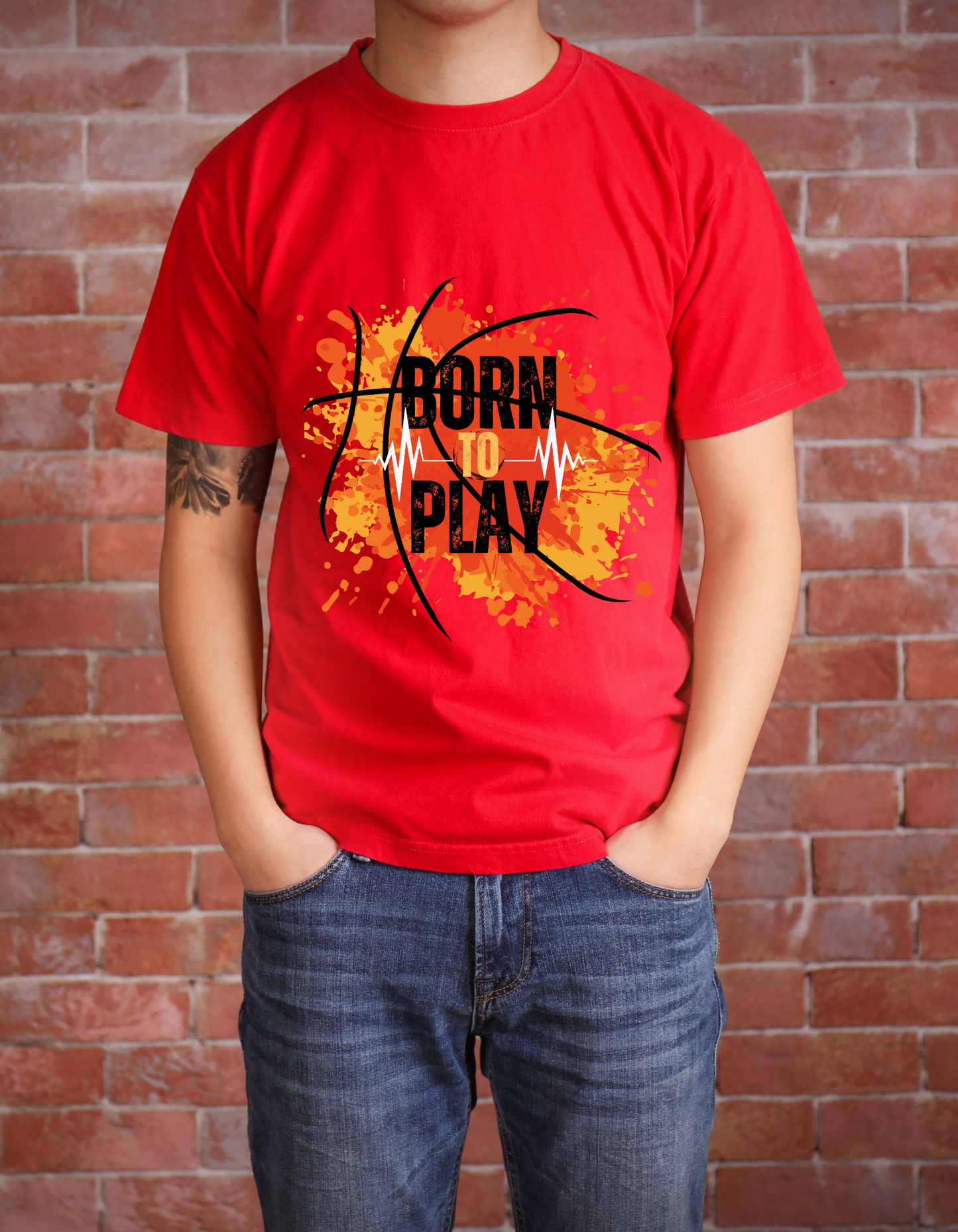 Born to Play Kids Organic Cotton T-shirt Red from DoodleChic