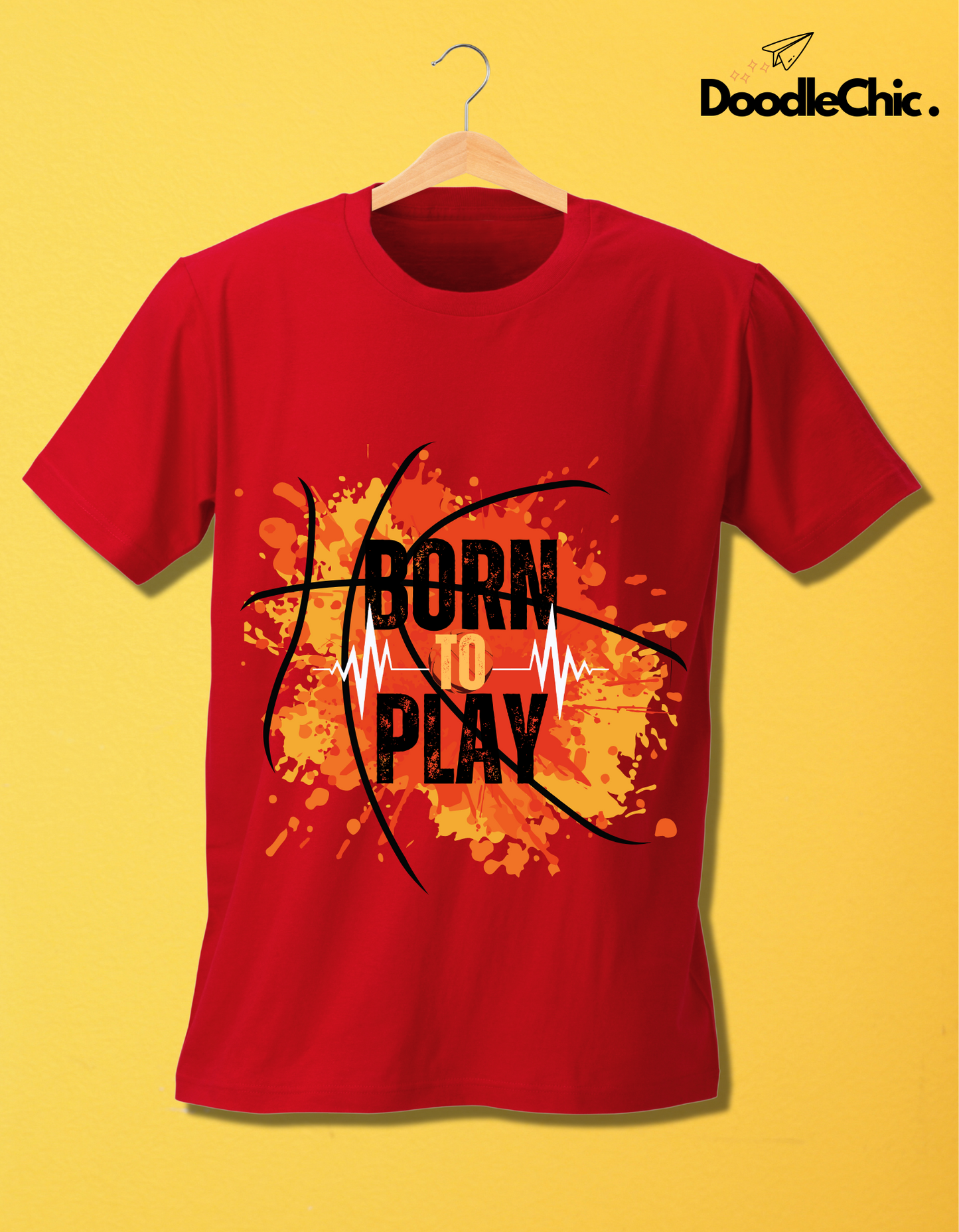 Born to Play Kids Organic Cotton T-shirt Red from DoodleChic