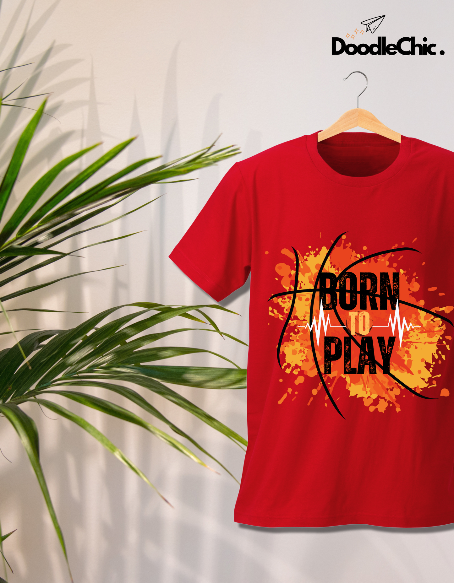Born to Play Kids Organic Cotton T-shirt Red from DoodleChic
