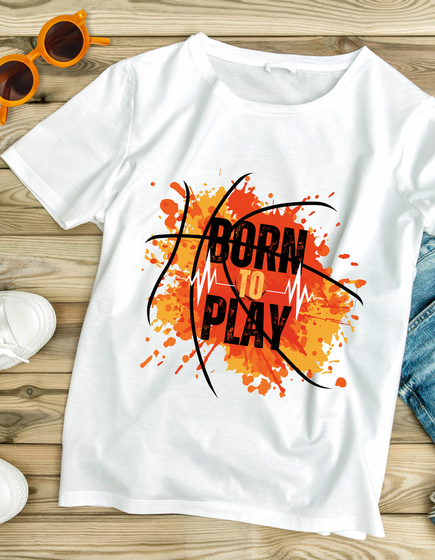 Born to Play Kids Organic Cotton T-shirt White from DoodleChic