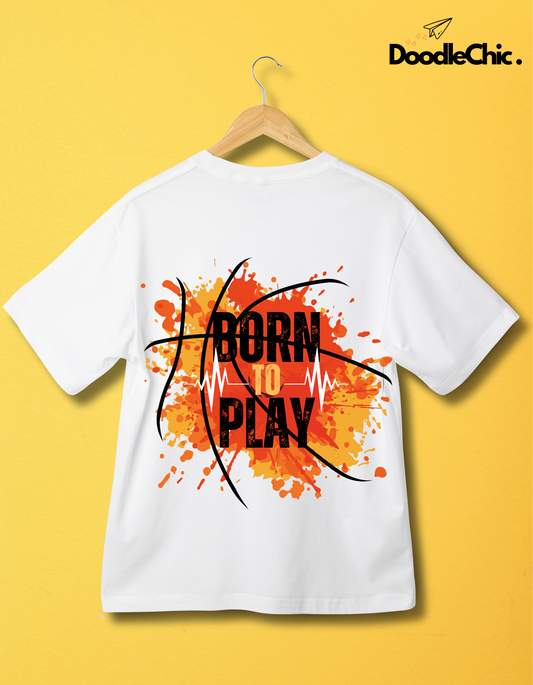 Born to Play Kids Organic Cotton T-shirt White from DoodleChic