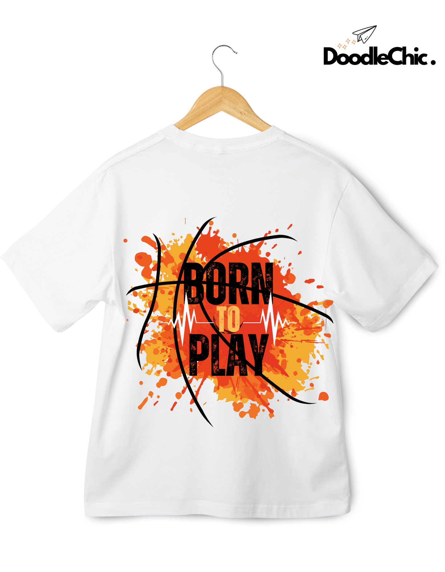 Born to Play Kids Organic Cotton T-shirt White from DoodleChic