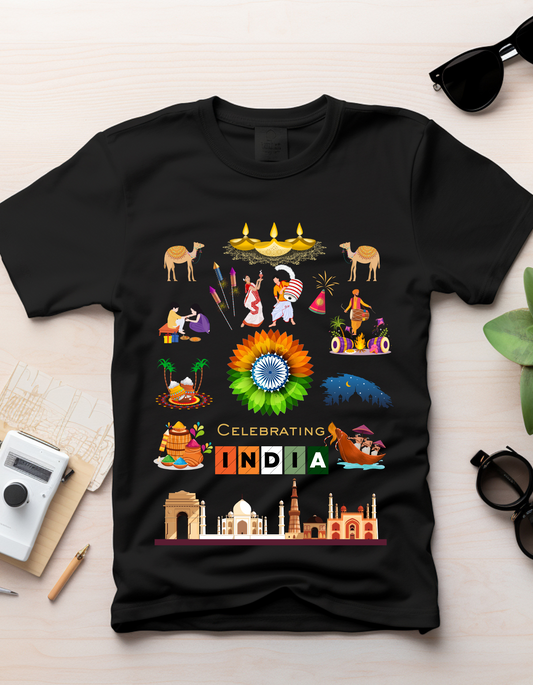 Celebrate India Kids Organic Cotton T-shirt Black from DoodleChic