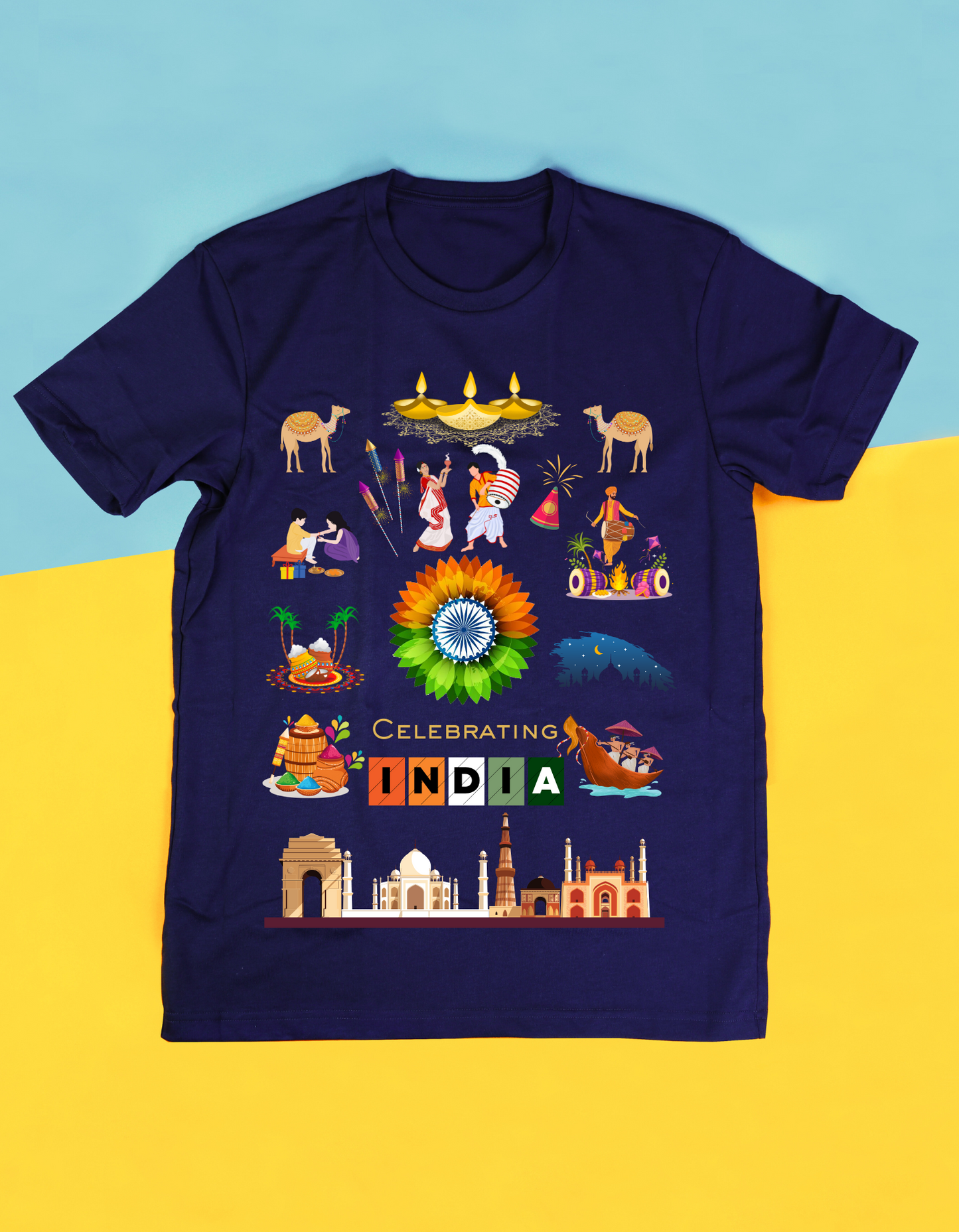 Celebrate India Kids Organic Cotton T-shirt Navy Blue from DoodleChic