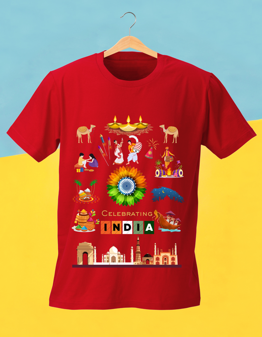 Celebrate India Kids Organic Cotton T-shirt Red from DoodleChic