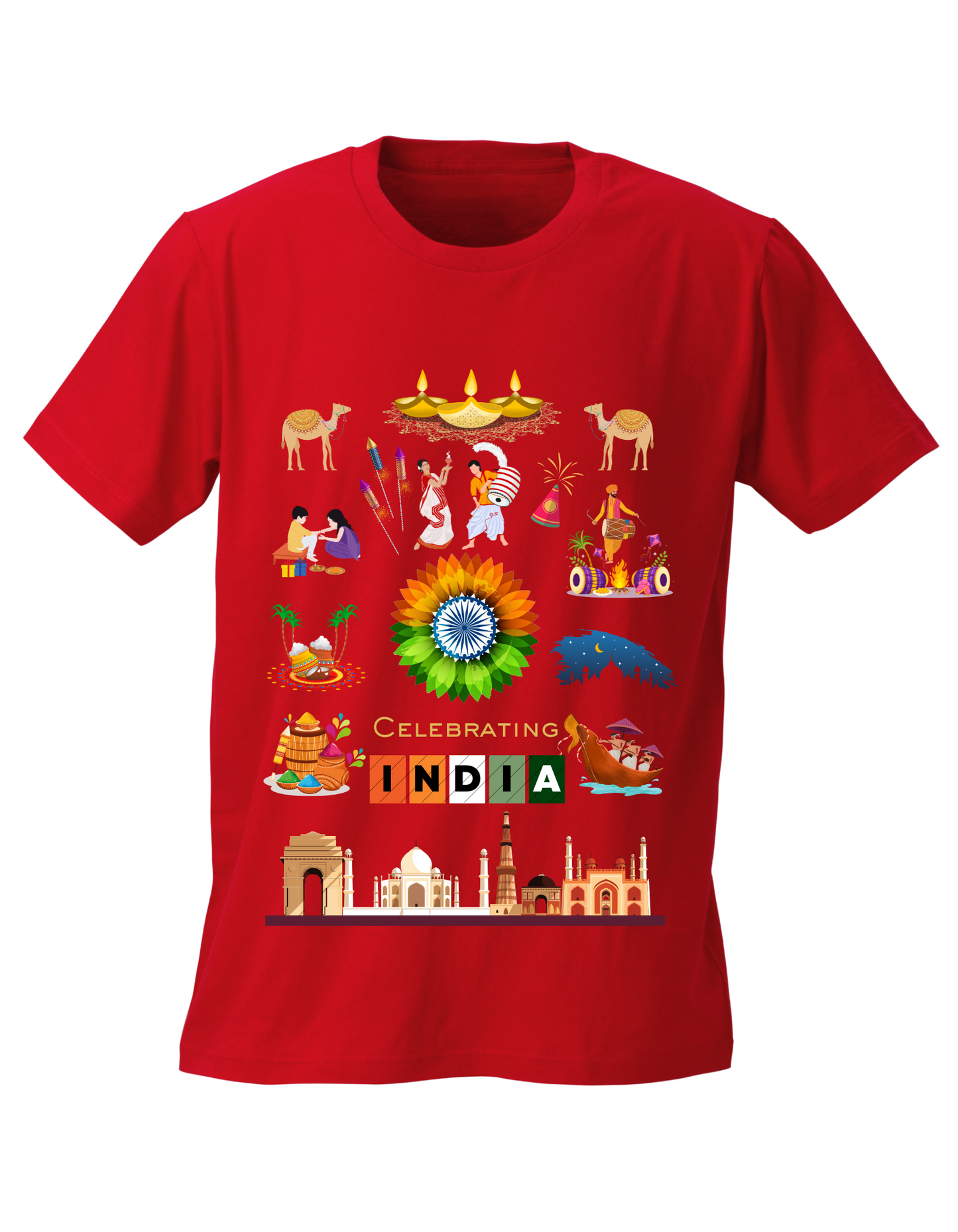 Celebrate India Kids Organic Cotton T-shirt Red from DoodleChic