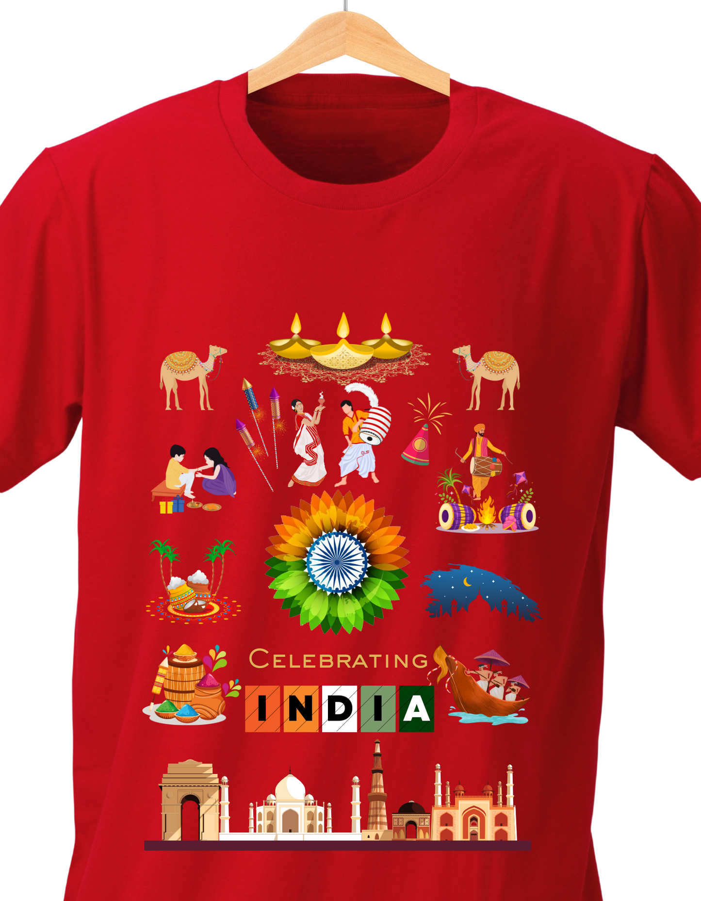 Celebrate India Kids Organic Cotton T-shirt Red from DoodleChic
