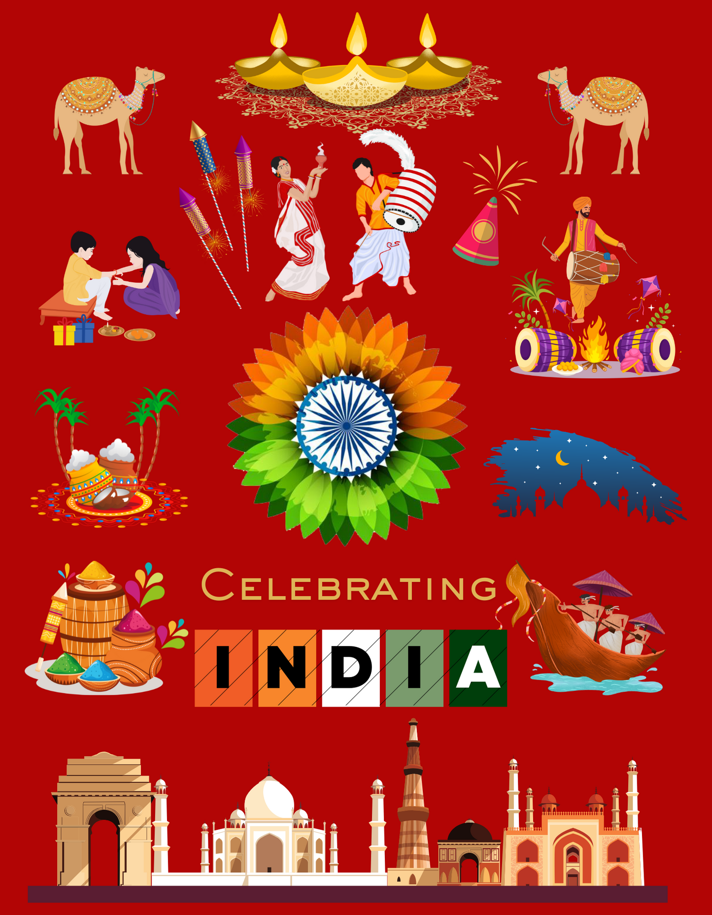 Celebrate India Kids Organic Cotton T-shirt Red from DoodleChic