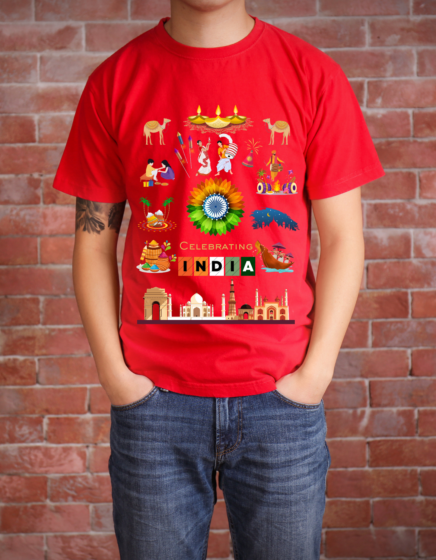 Celebrate India Kids Organic Cotton T-shirt Red from DoodleChic