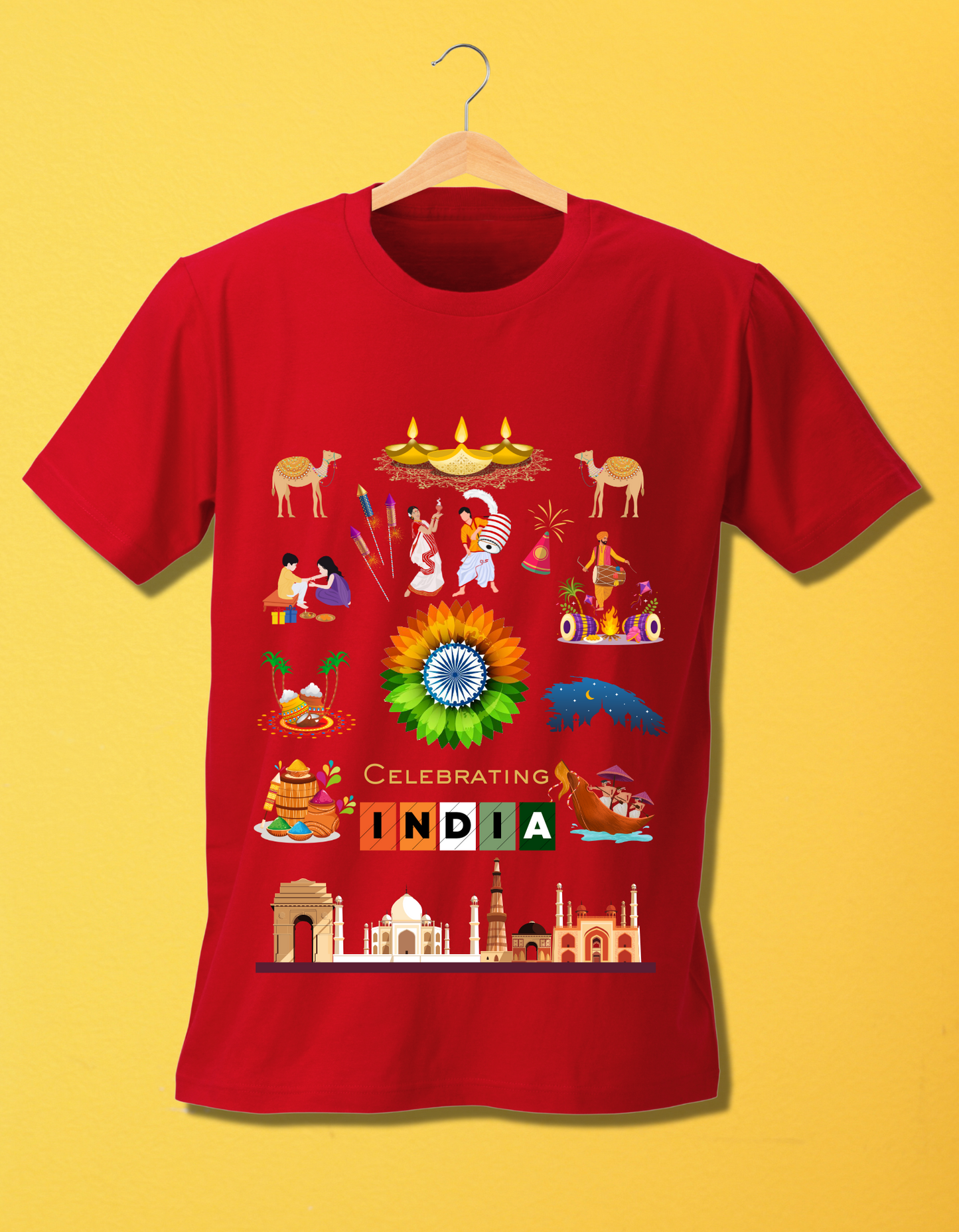 Celebrate India Kids Organic Cotton T-shirt Red from DoodleChic