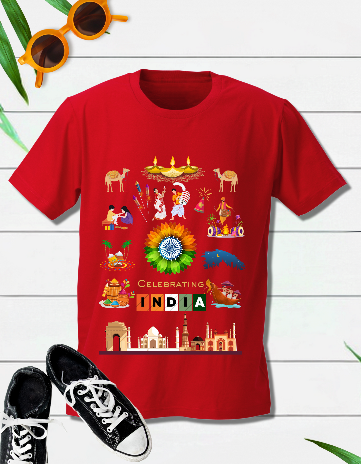 Celebrate India Kids Organic Cotton T-shirt Red from DoodleChic