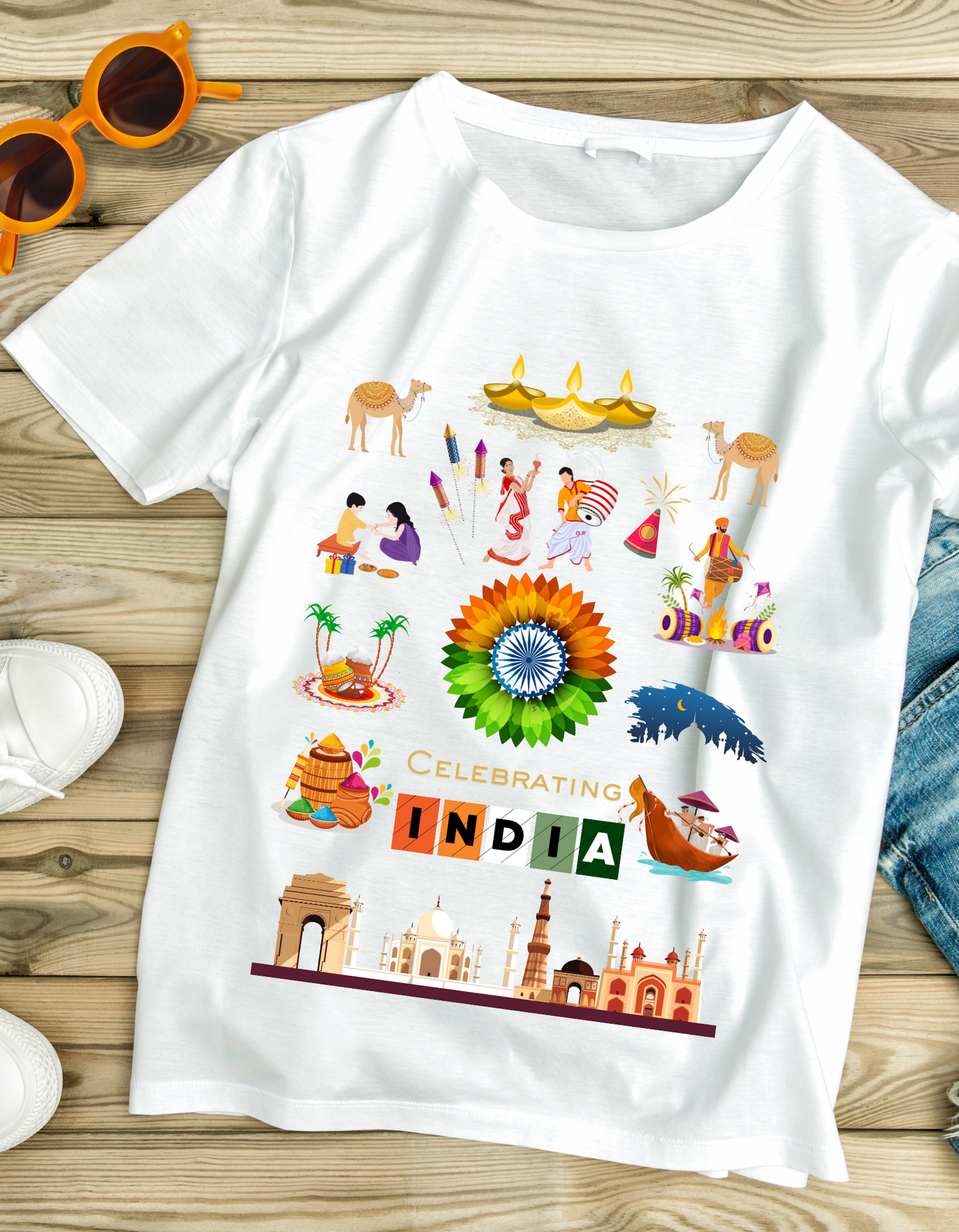 Celebrate India Kids Organic Cotton T-shirt White from DoodleChic