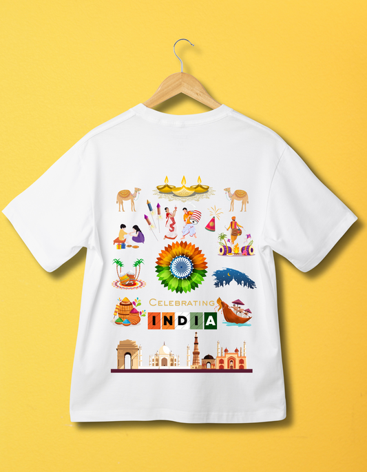 Celebrate India Kids Organic Cotton T-shirt White from DoodleChic