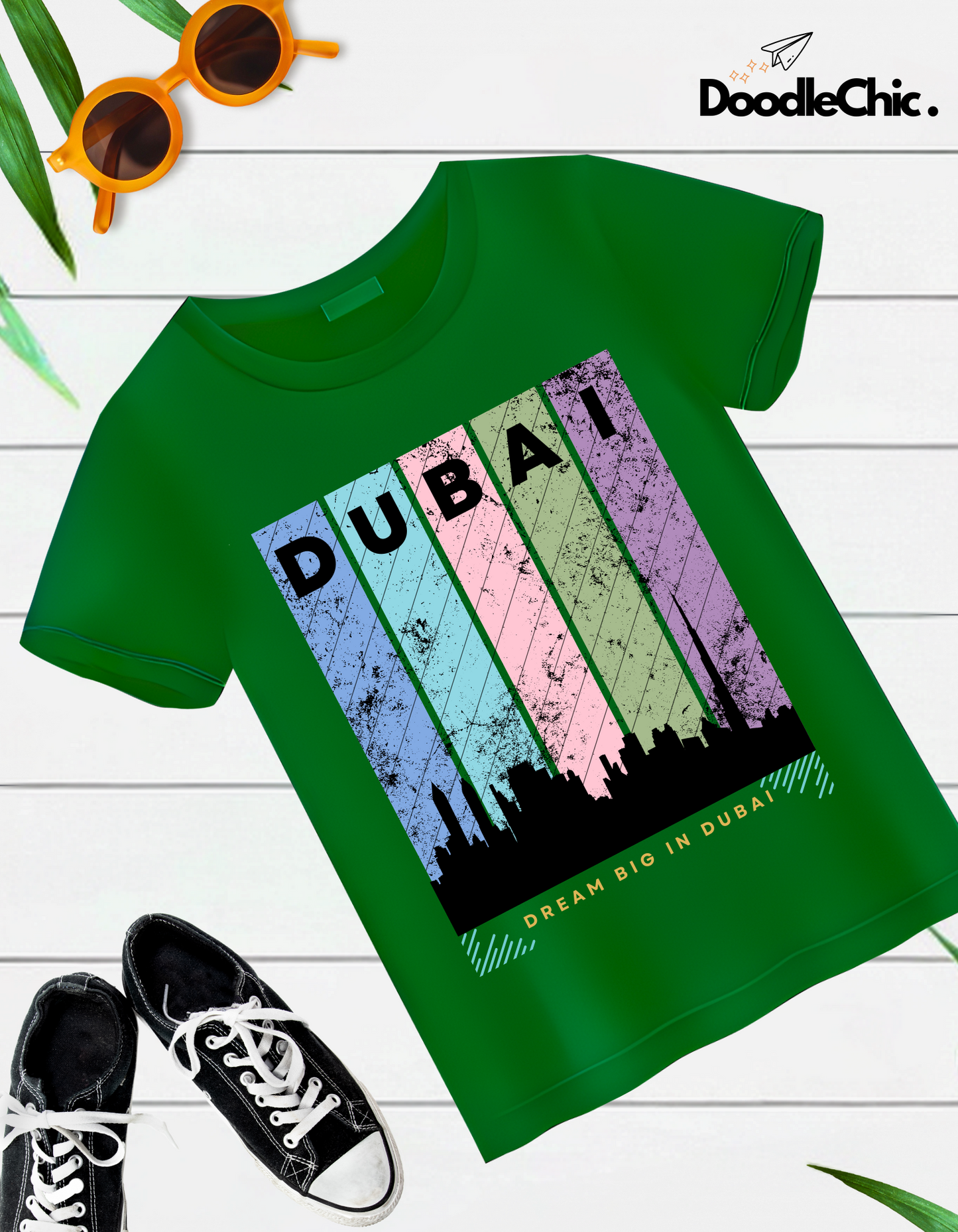 Dubai Kids Organic Cotton T-shirt Green from DoodleChic