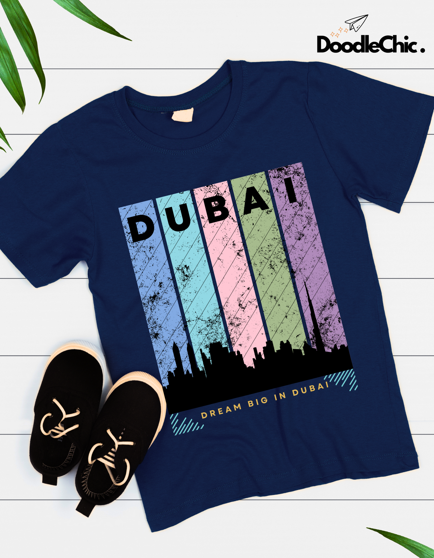 Dubai Kids Organic Cotton T-shirt Navy Blue from DoodleChic
