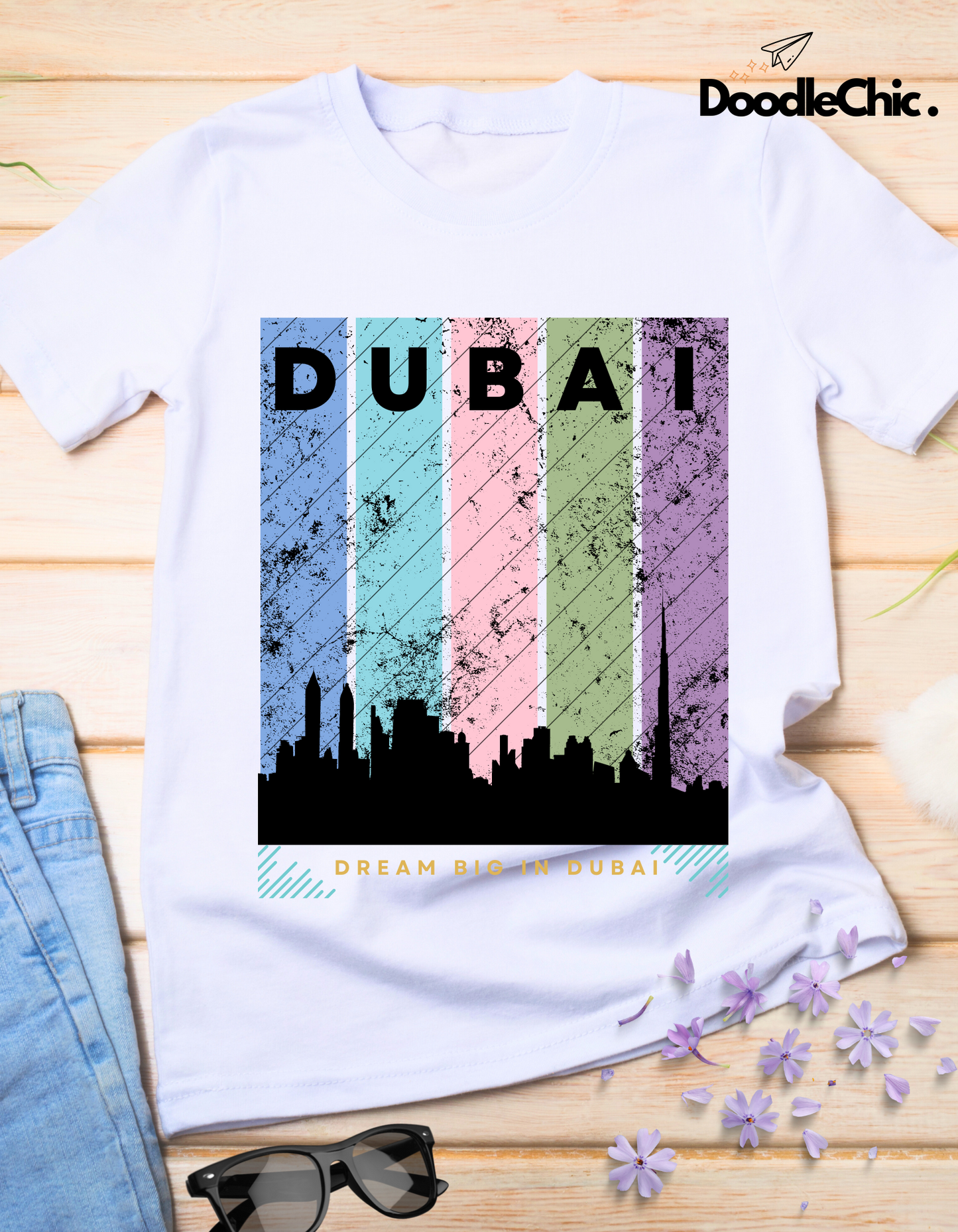Dubai Kids Organic Cotton T-shirt White from DoodleChic