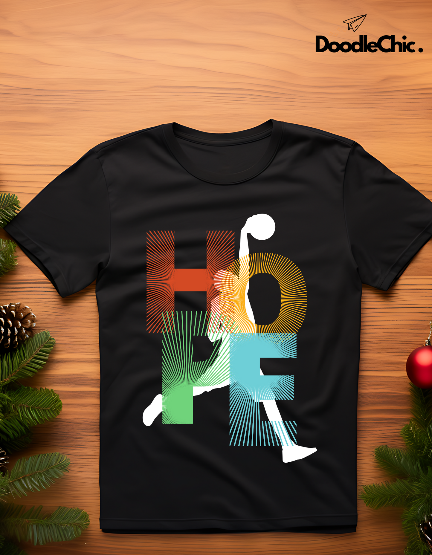 Hope Basketball Kids Organic Cotton T-shirt Black from DoodleChic