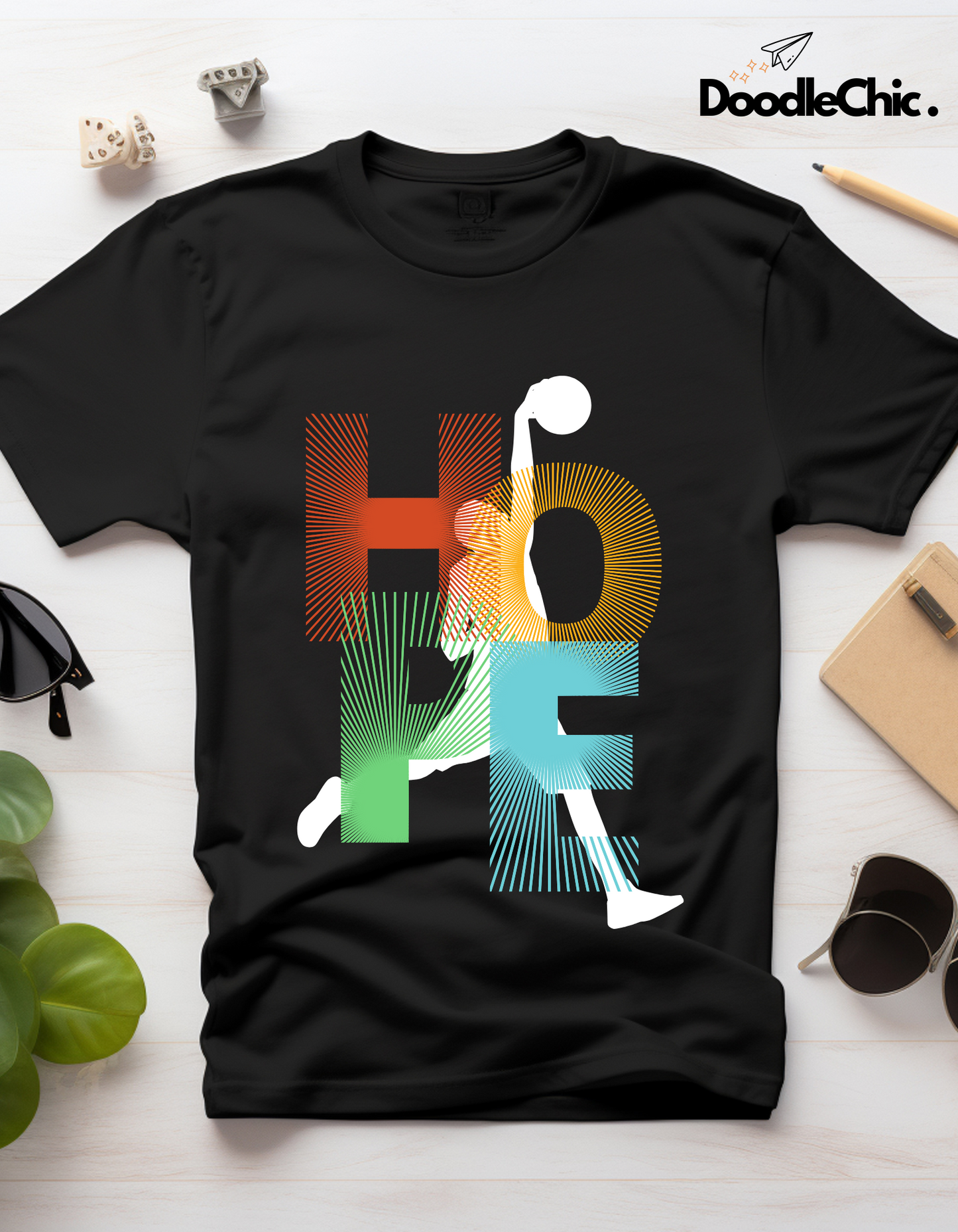 Hope Basketball Kids Organic Cotton T-shirt Black from DoodleChic