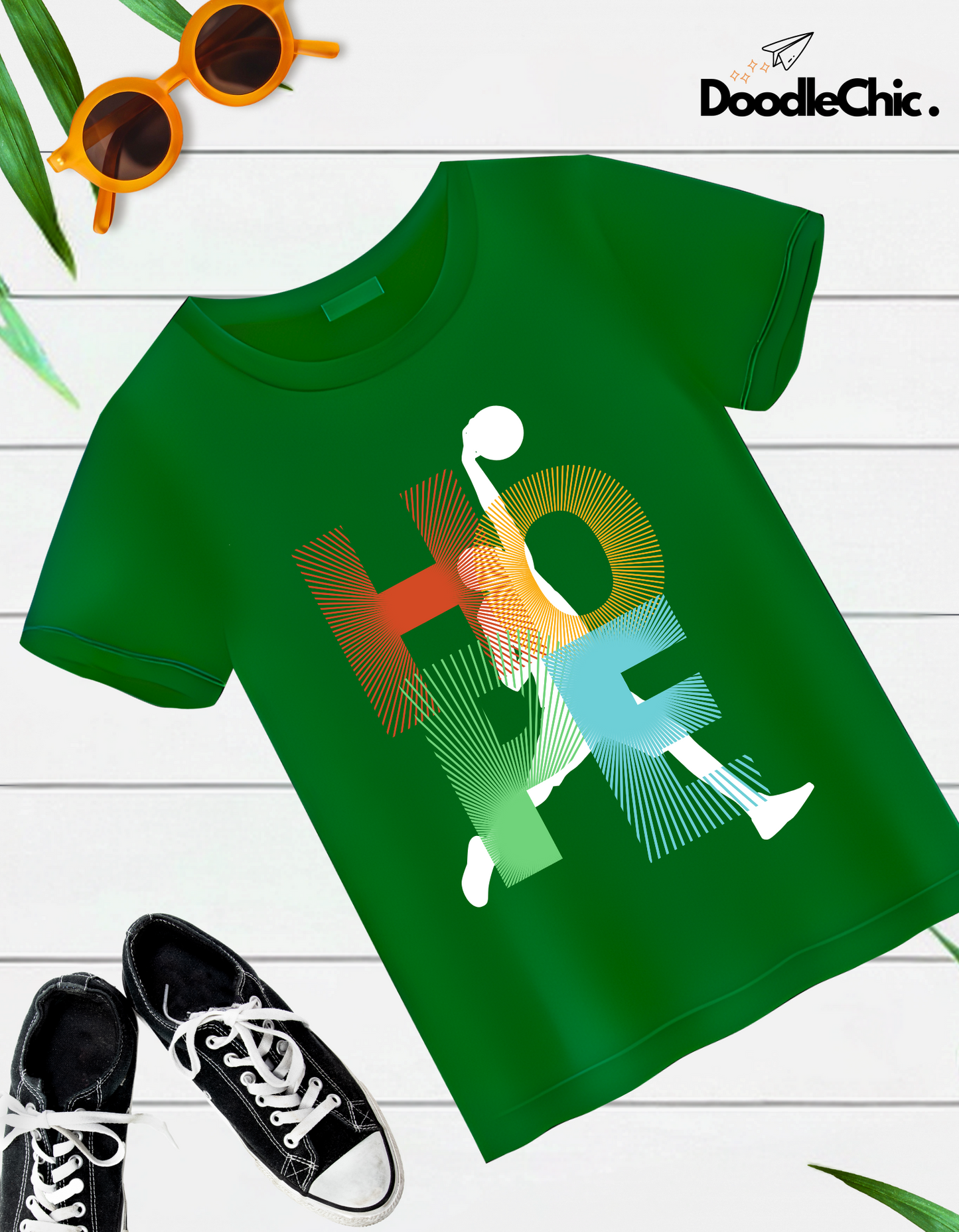 Hope Basketball Kids Organic Cotton T-shirt Green from DoodleChic