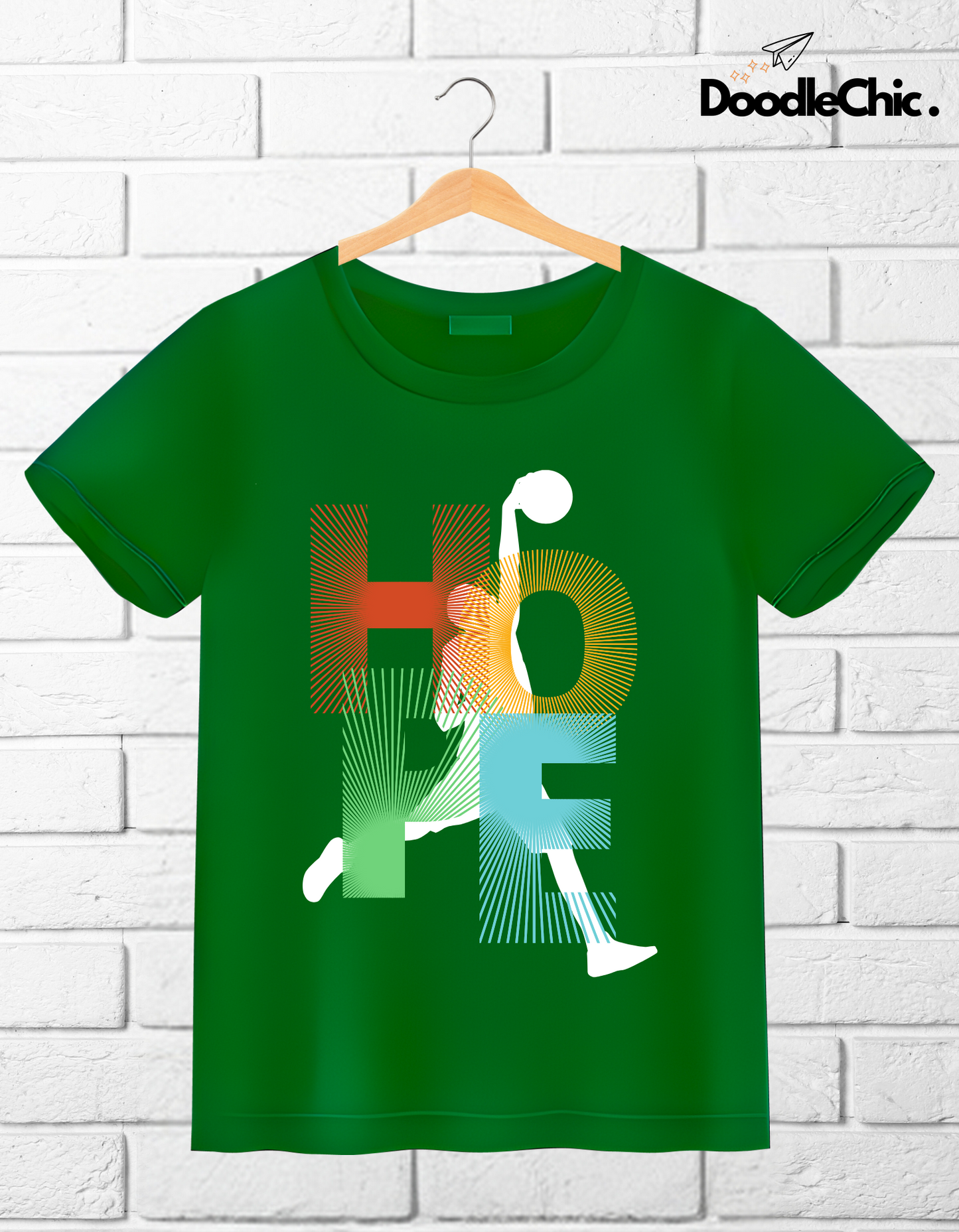 Hope Basketball Kids Organic Cotton T-shirt Green from DoodleChic
