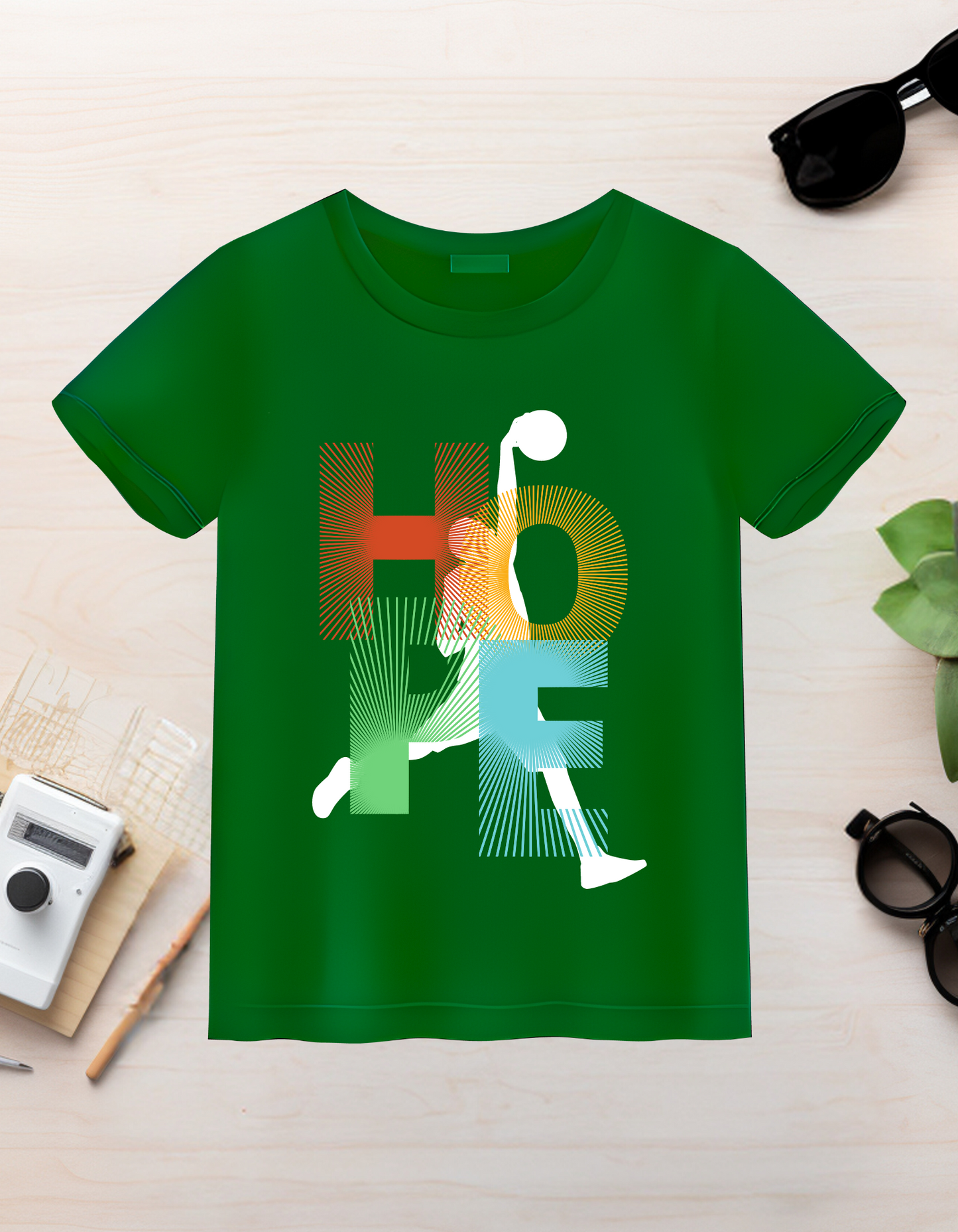 Hope Basketball Kids Organic Cotton T-shirt Green from DoodleChic