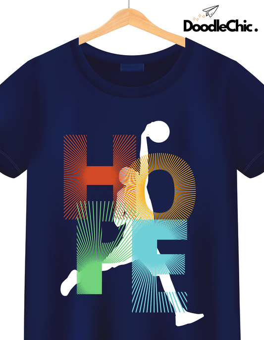 Hope Basketball Kids Organic Cotton T-shirt Navy Blue from DoodleChic