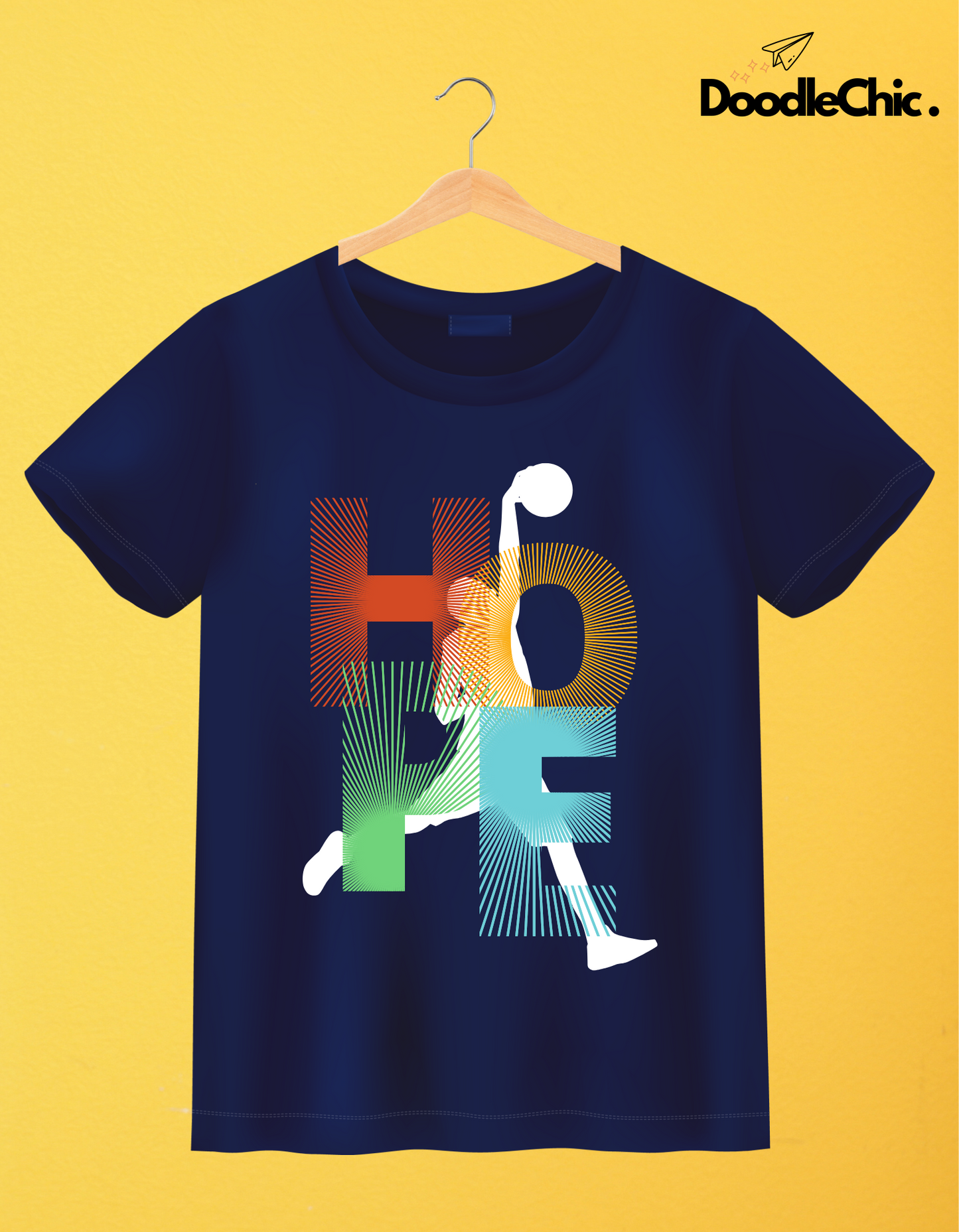 Hope Basketball Kids Organic Cotton T-shirt Navy Blue from DoodleChic