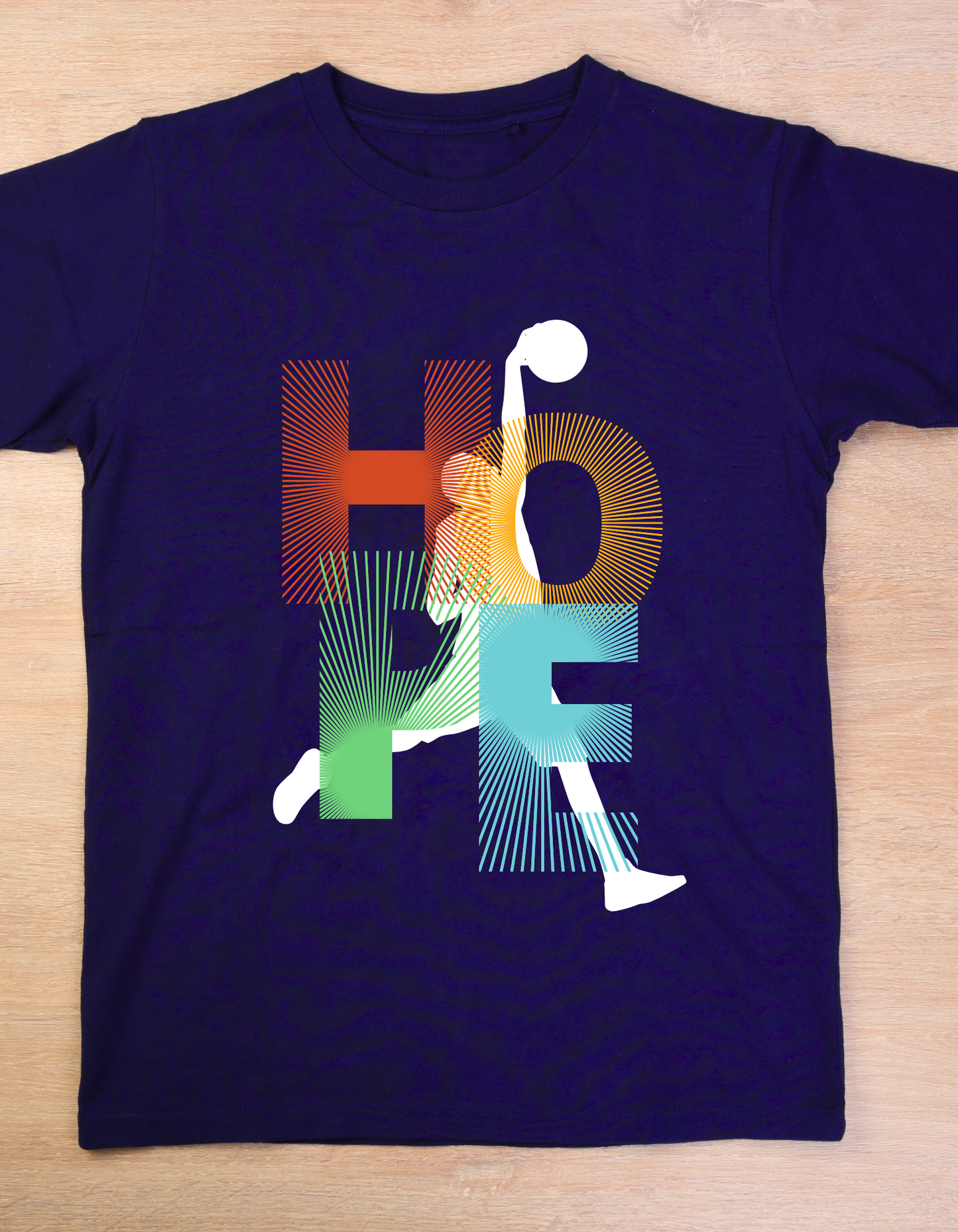 Hope Basketball Kids Organic Cotton T-shirt Navy Blue from DoodleChic