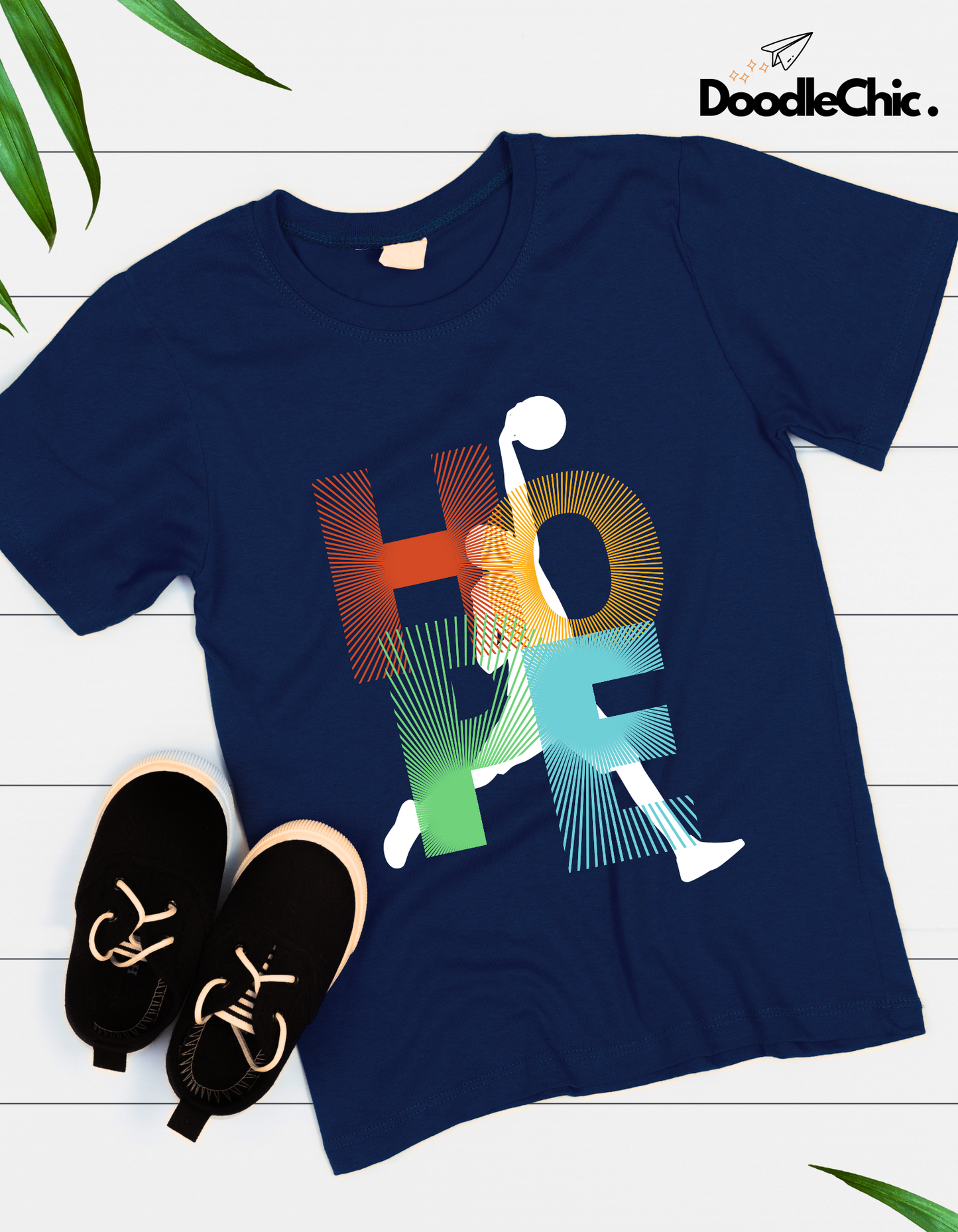 Hope Basketball Kids Organic Cotton T-shirt Navy Blue from DoodleChic
