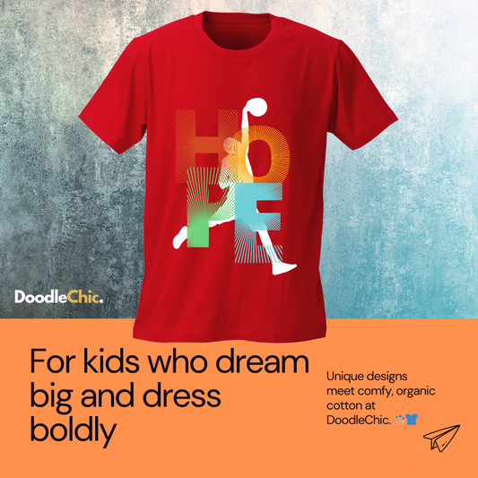 Hope Basketball Kids Organic Cotton T-shirt Red from DoodleChic