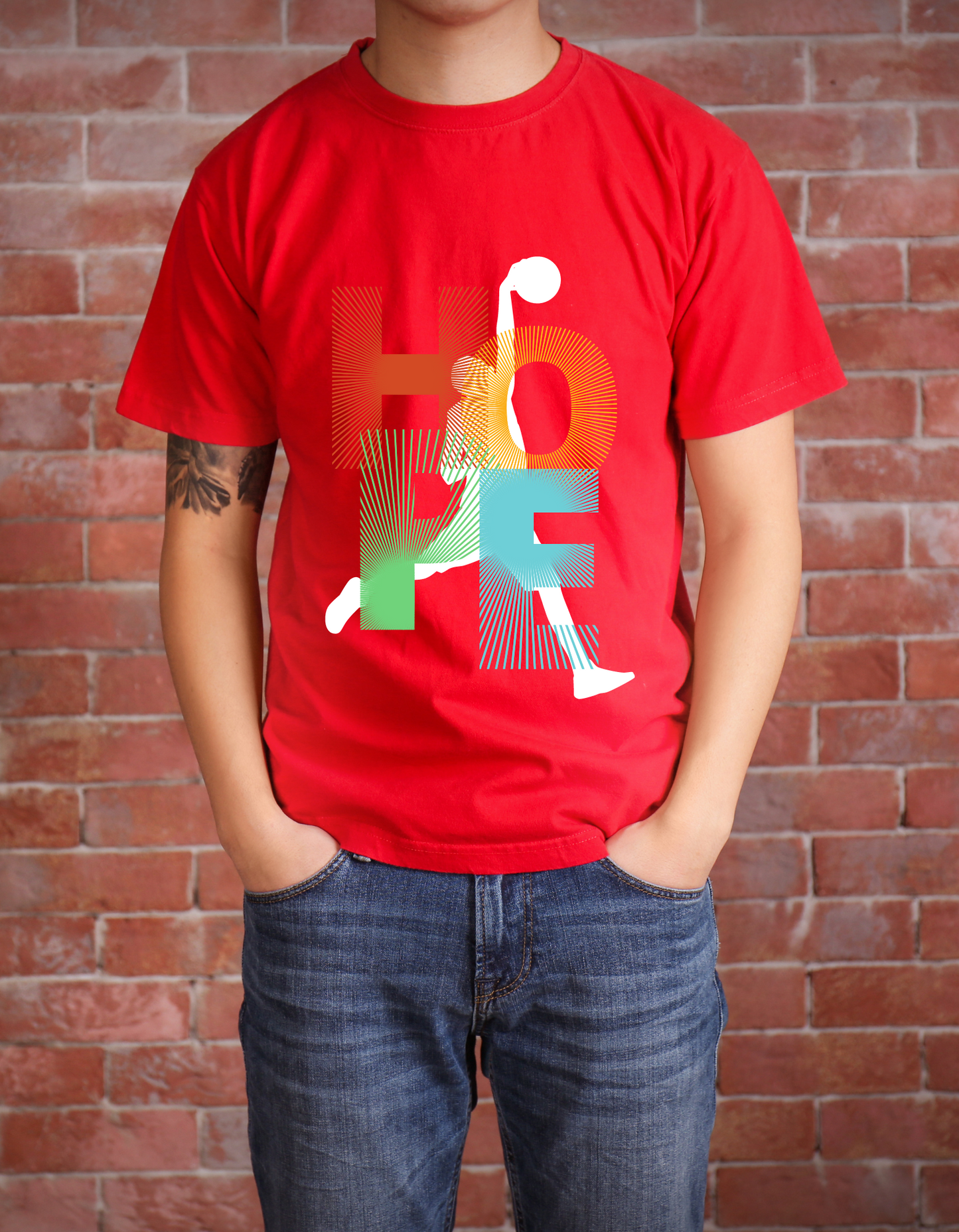 Hope Basketball Kids Organic Cotton T-shirt Red from DoodleChic