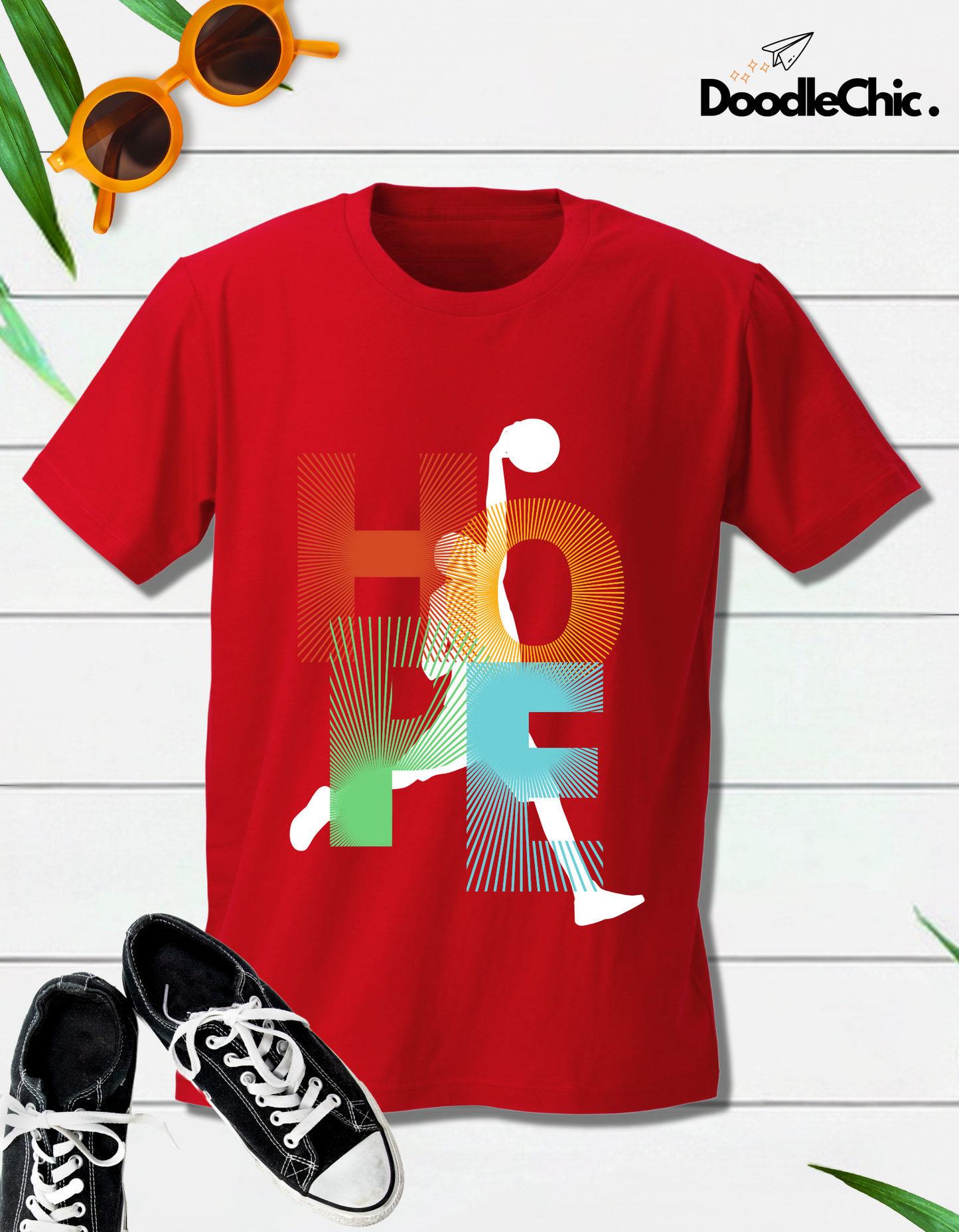 Hope Basketball Kids Organic Cotton T-shirt Red from DoodleChic