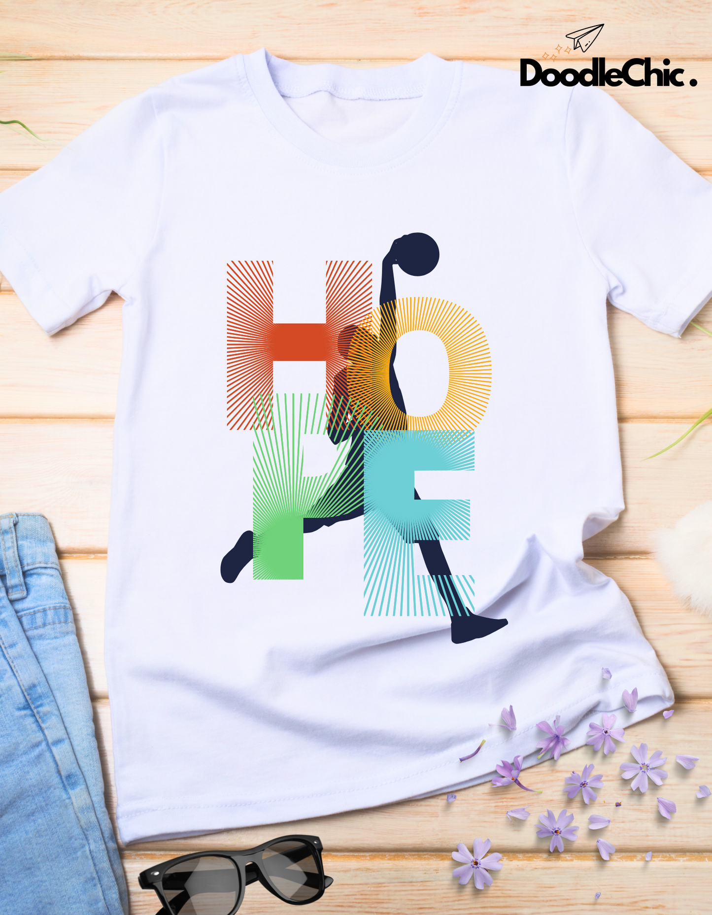 Hope Basketball Kids Organic Cotton T-shirt White from DoodleChic