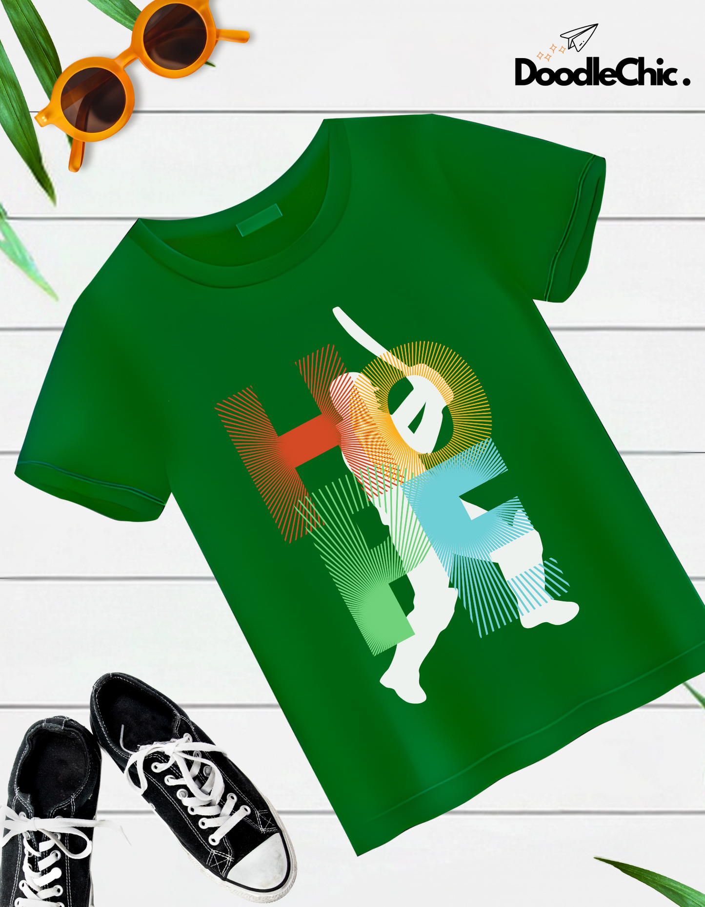 Hope Cricket Kids Organic Cotton T-shirt Green from DoodleChic