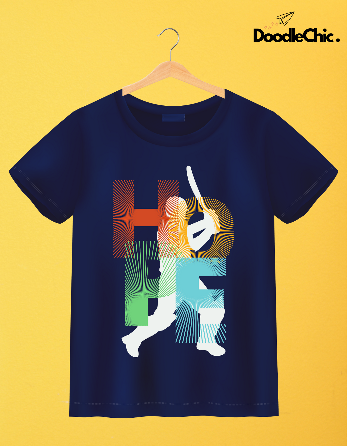 Hope Cricket Kids Organic Cotton T-shirt Navy Blue from DoodleChic