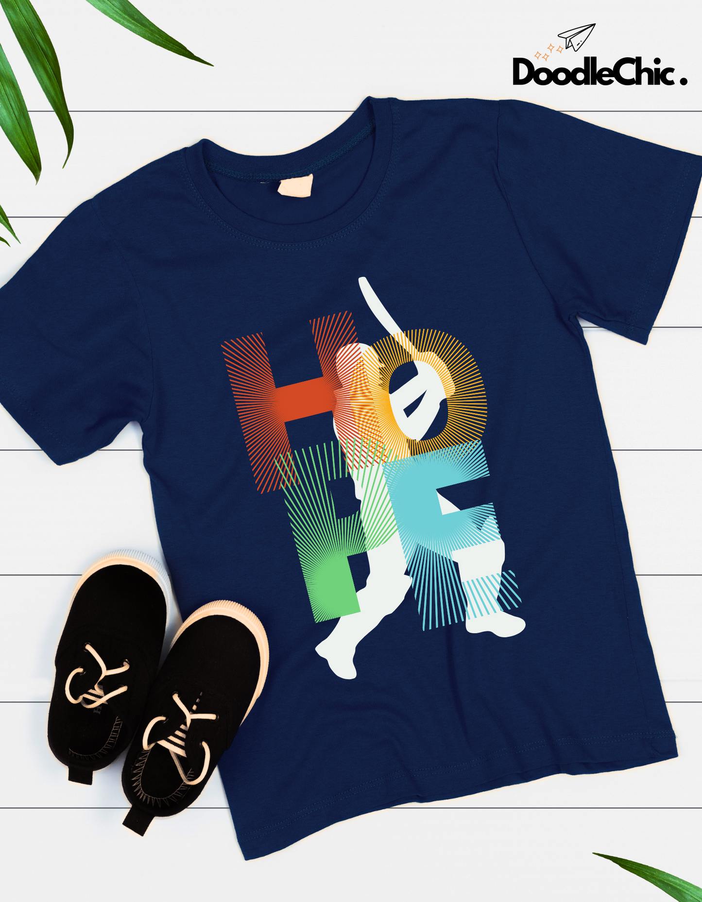 Hope Cricket Kids Organic Cotton T-shirt Navy Blue from DoodleChic