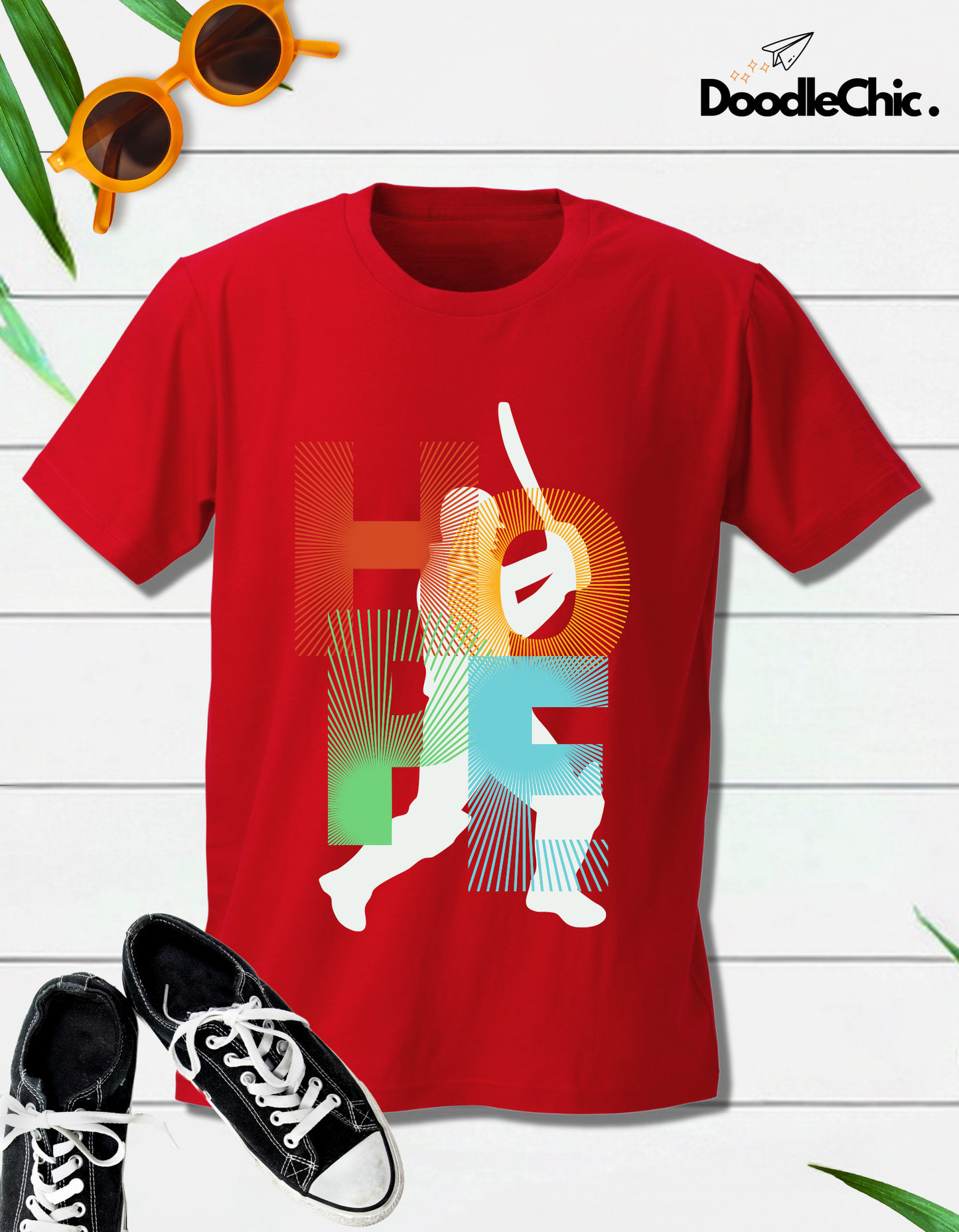 Hope Cricket Kids Organic Cotton T-shirt Red from DoodleChic