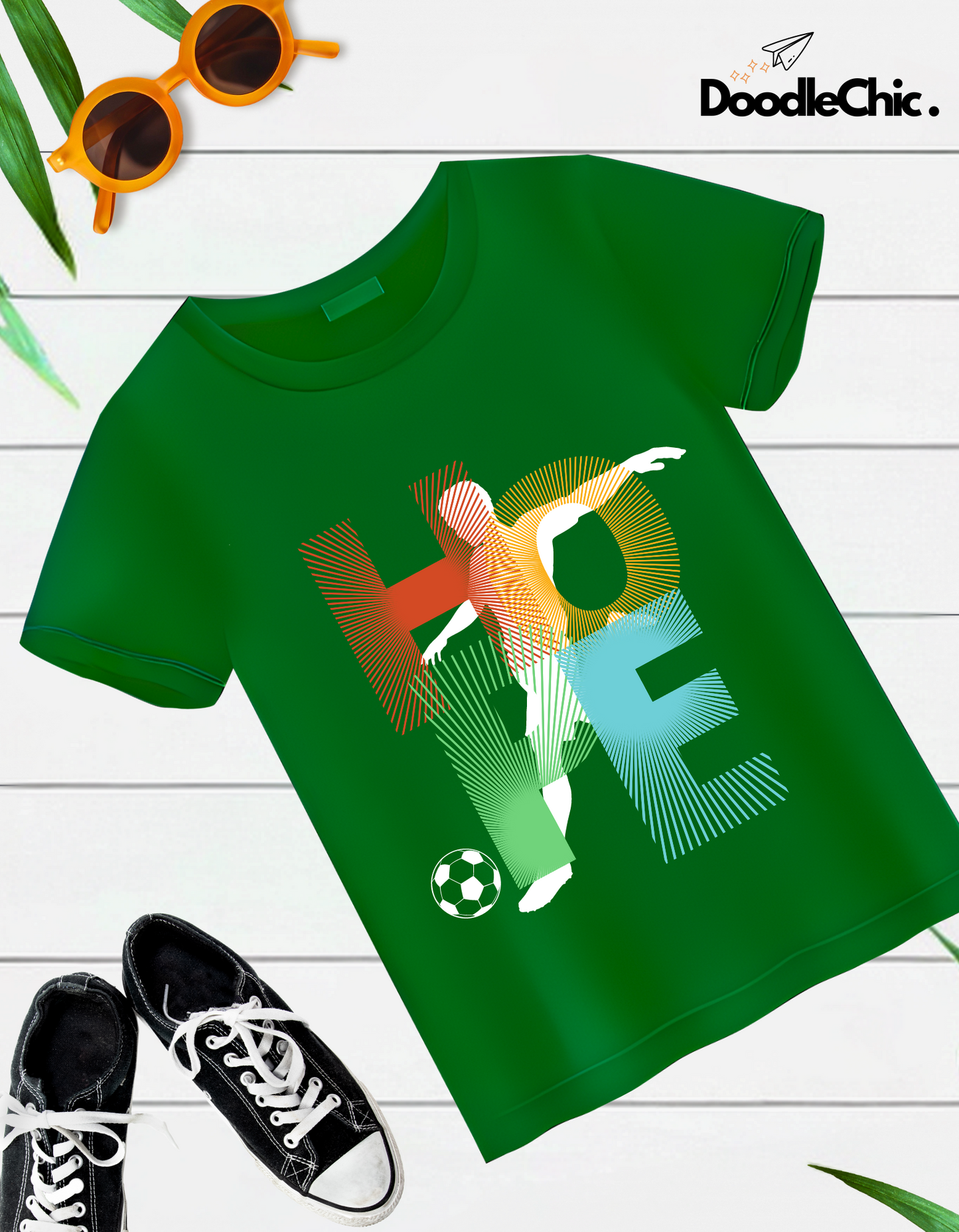 Hope Soccer Kids Organic Cotton T-shirt Green from DoodleChic