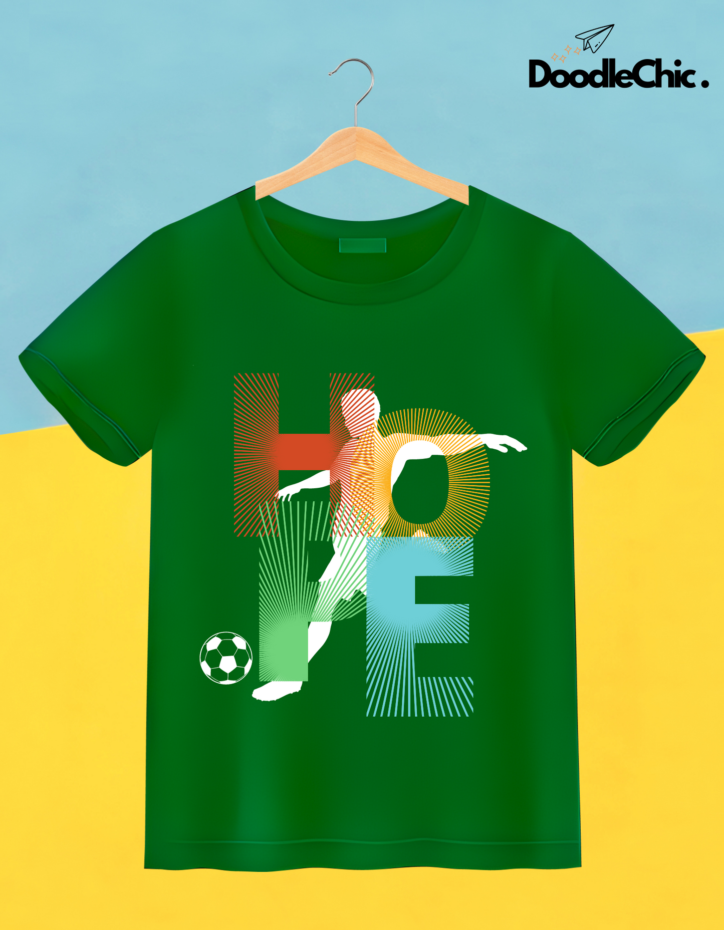 Hope Soccer Kids Organic Cotton T-shirt Green from DoodleChic