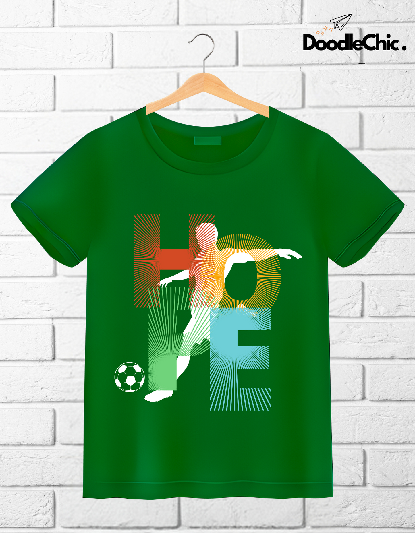 Hope Soccer Kids Organic Cotton T-shirt Green from DoodleChic