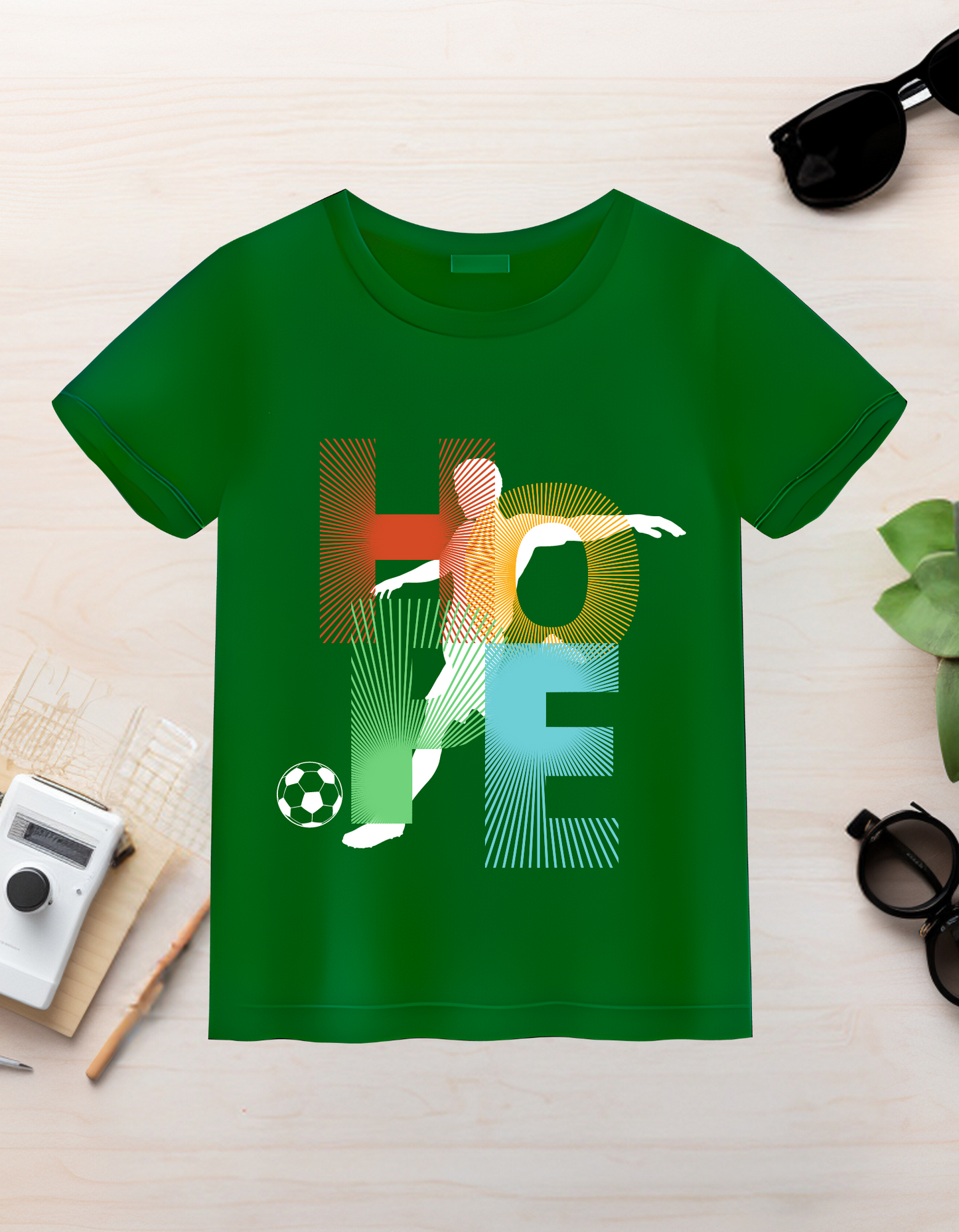 Hope Soccer Kids Organic Cotton T-shirt Green from DoodleChic