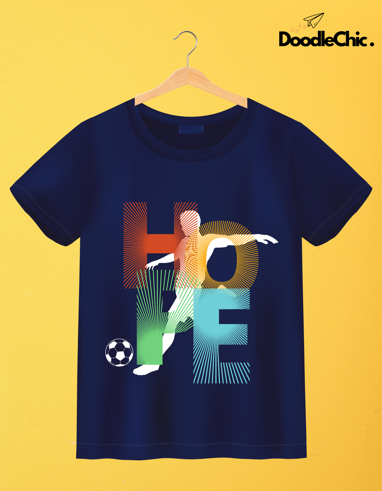 Hope Soccer Kids Organic Cotton T-shirt Navy Blue from DoodleChic