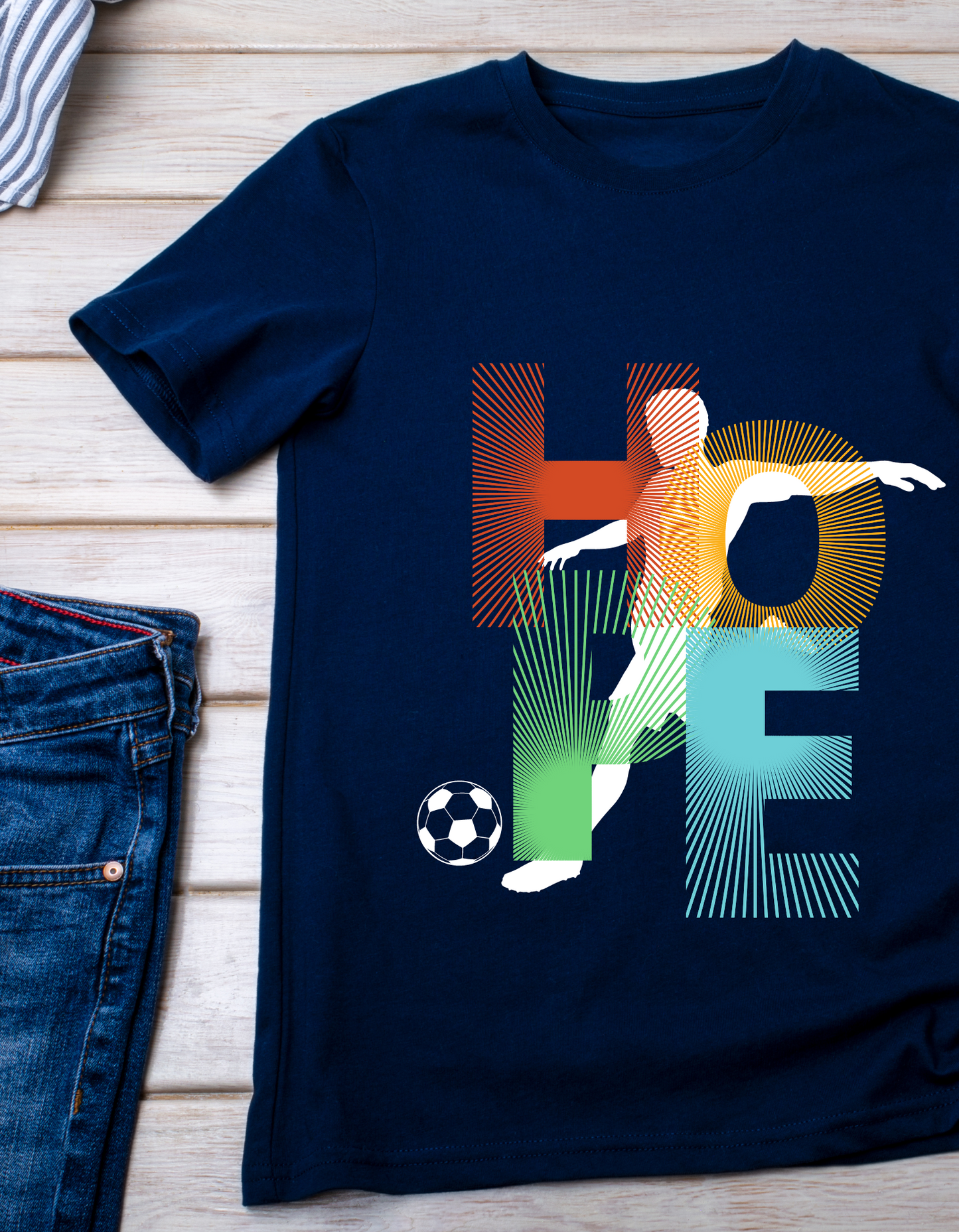 Hope Soccer Kids Organic Cotton T-shirt Navy Blue from DoodleChic