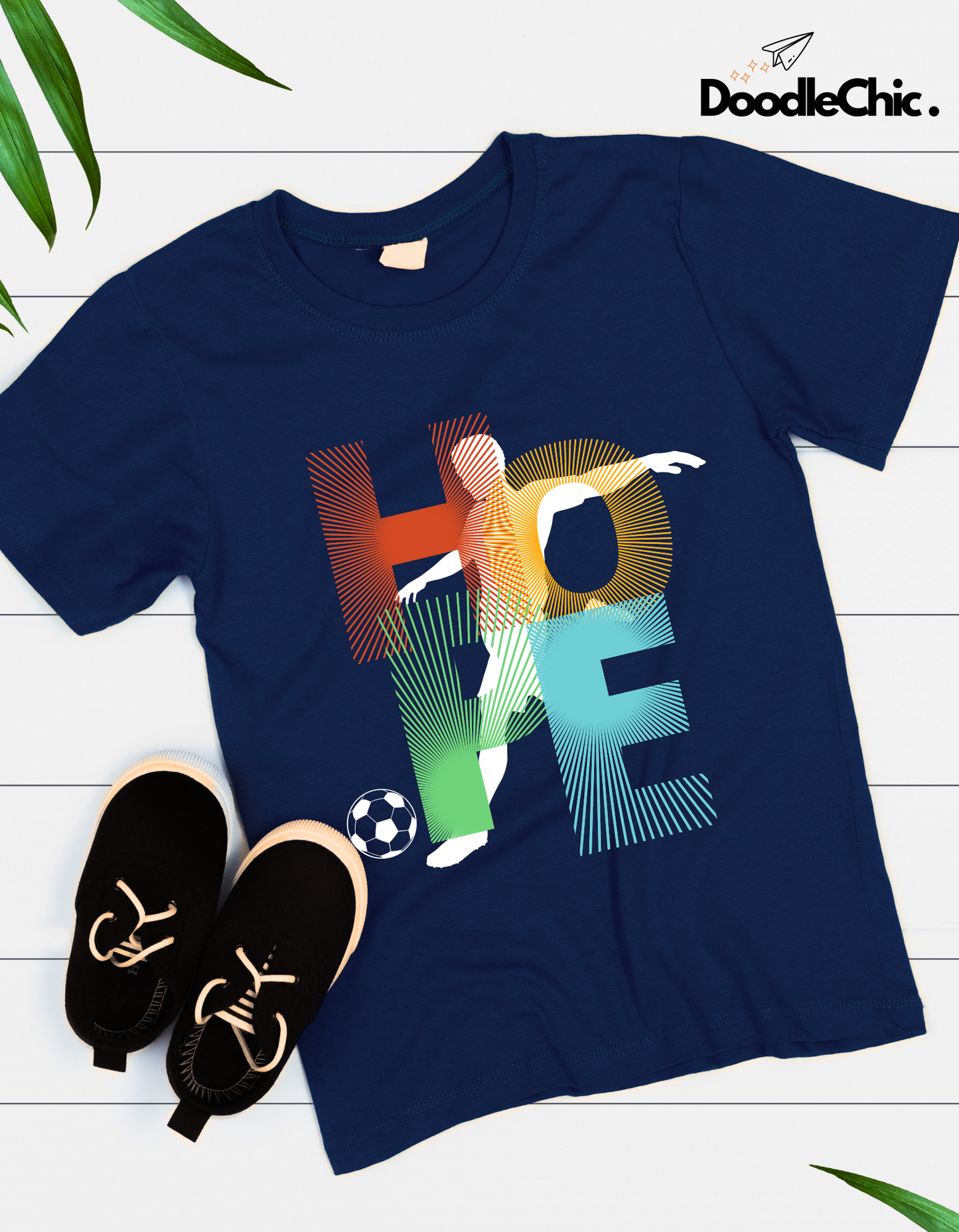 Hope Soccer Kids Organic Cotton T-shirt Navy Blue from DoodleChic