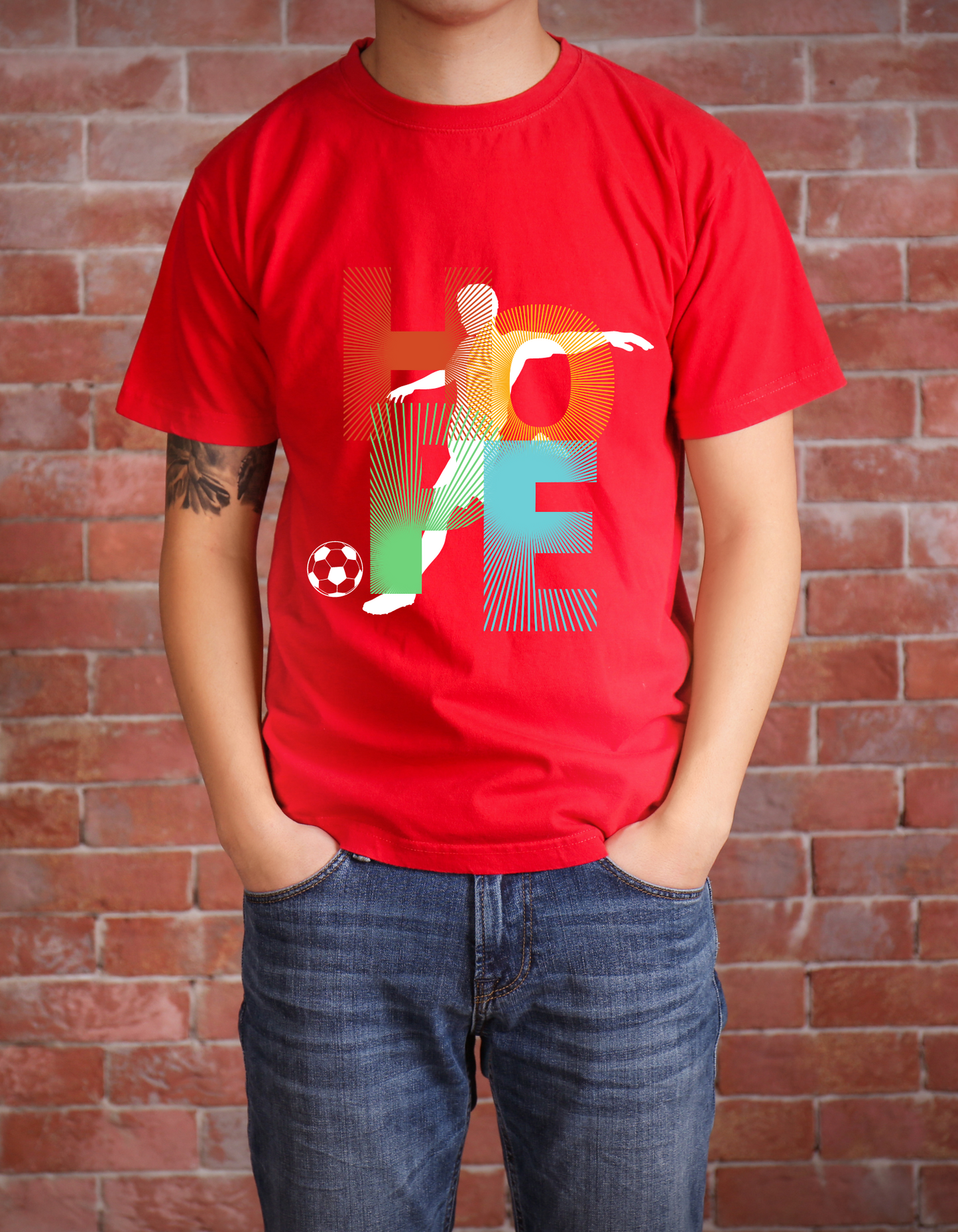 Hope Soccer Kids Organic Cotton T-shirt Red from DoodleChic
